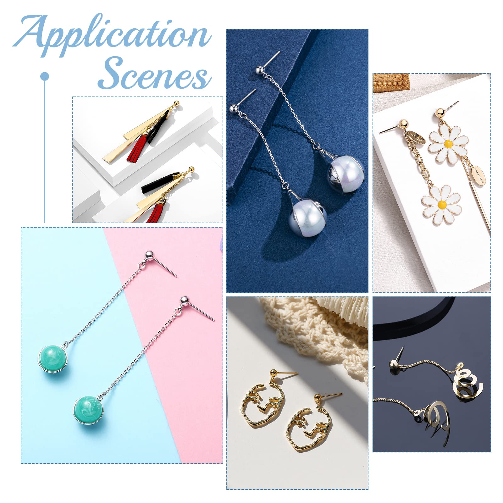 UNICRAFTALE 60 pz 3 Colori 3mm Sfera Orecchini in Acciaio Inox Orecchino Post Ear Stud con Orecchino Schienale per La Creazione di Gioielli Fai da Te, Pin 0.8 millimetro