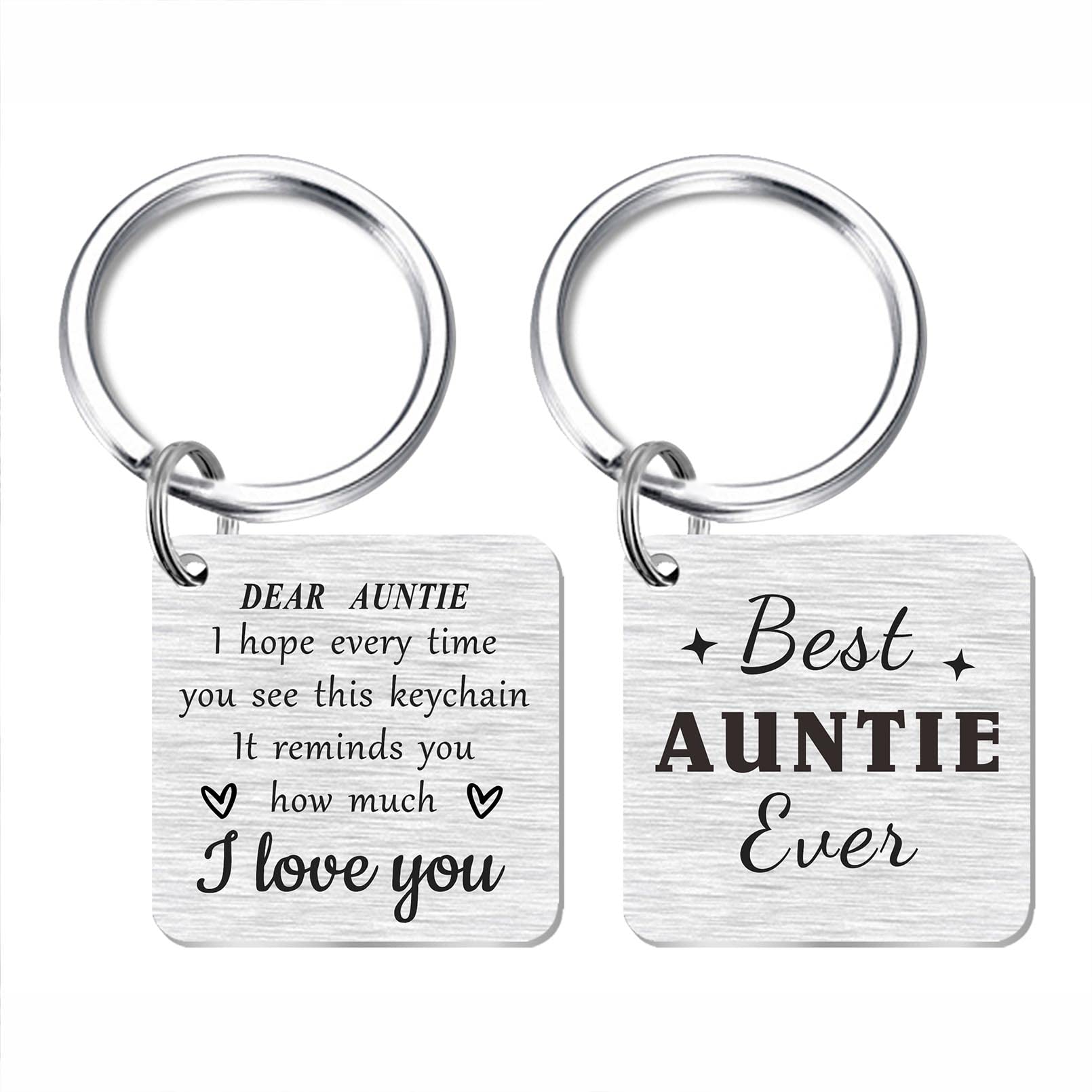 SOUSYOKYO to My Dear Auntie Keychain, Happy Birthday Auntie Gift Ideas, Best Aunt Ever Key Chain, Meaningful Gifts for Favorite Aunt from Niece and
