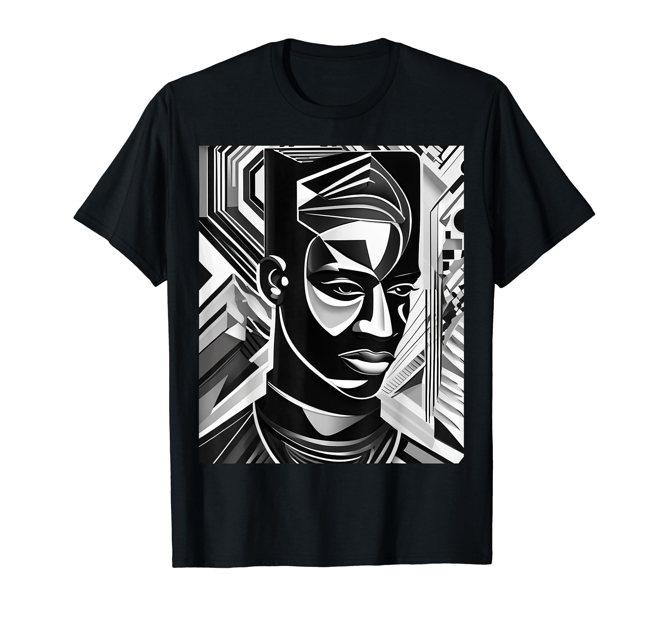 Wearable masterpiece that merges fashion AbstractAbstract Cubist Black Man Tee - Wearable Art Fashion T-Shirt