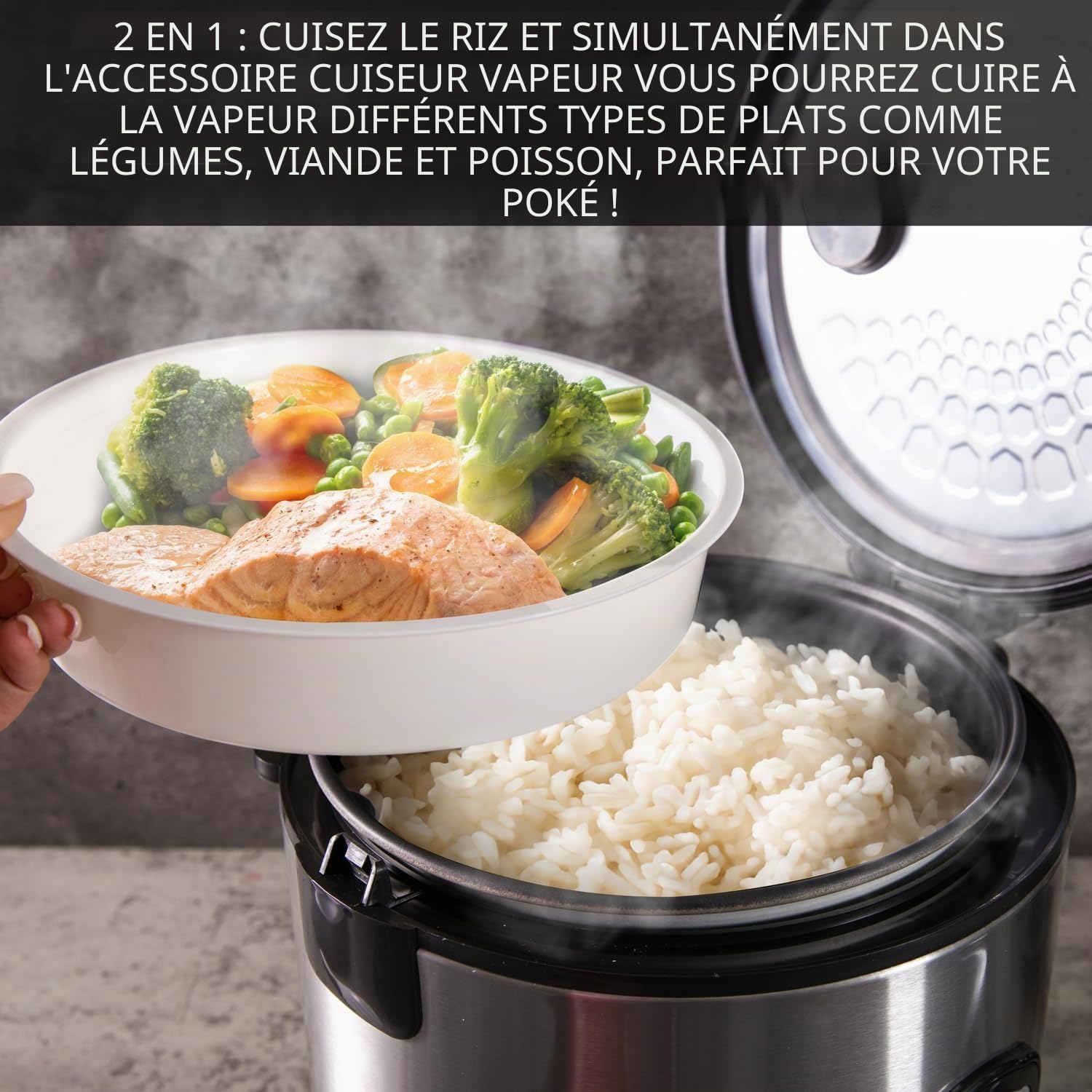 CUISEUR À RIZ LT1.8 W700 ACIER, Blanc