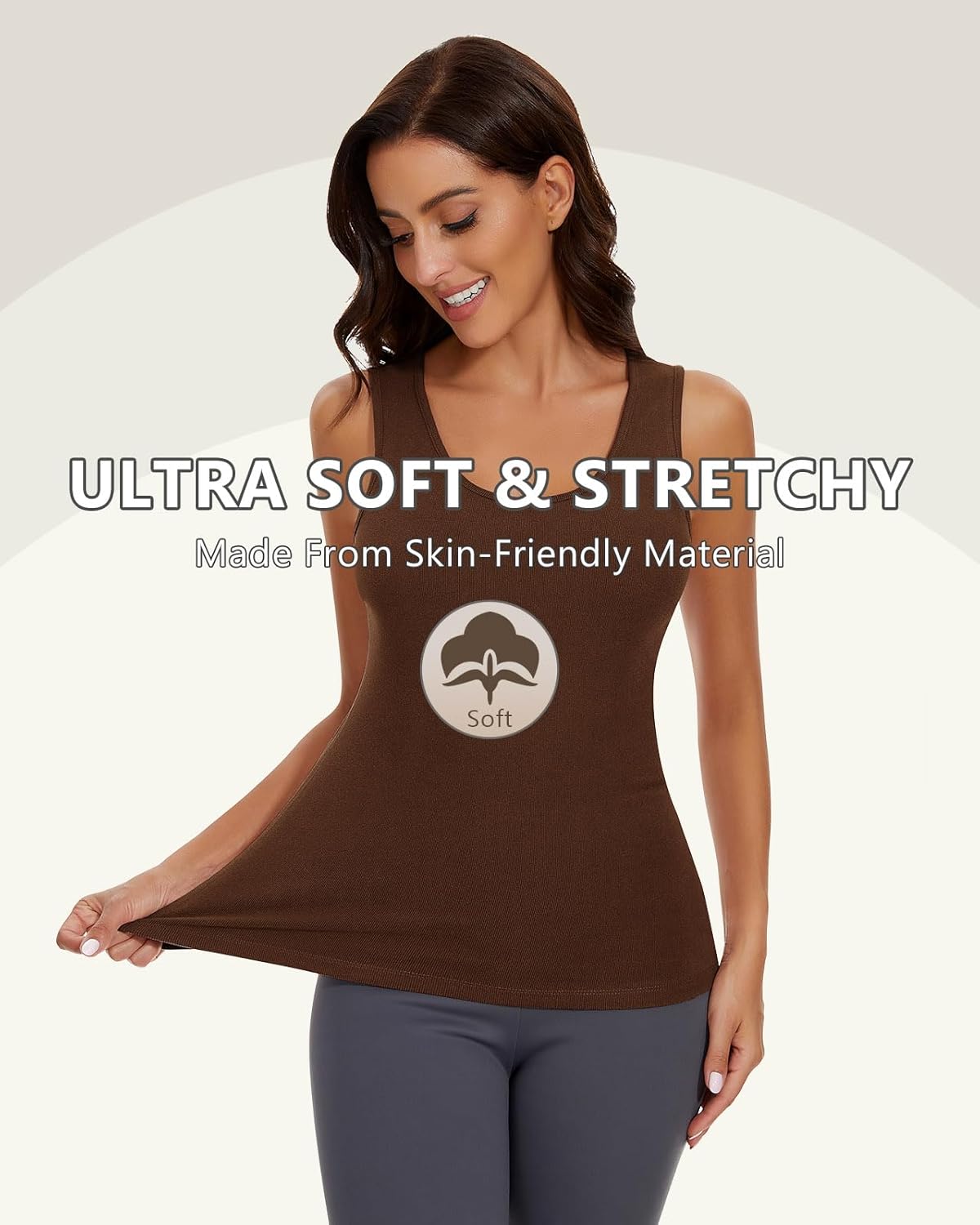 WOWENY Women Sleeveless Thermal Tank Top for Cold Weather Fleece Lined Underwear Top Warm Camisole Base Layer Vest Lingerie - Image 5