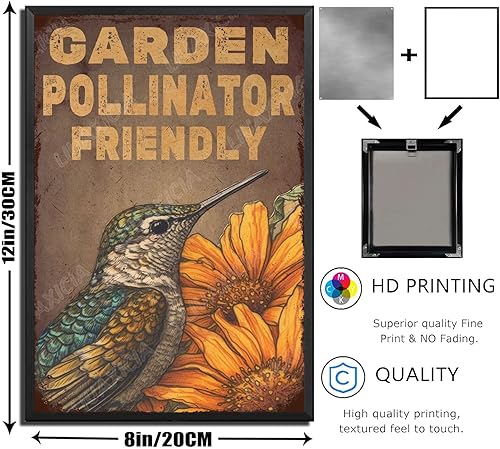 Vista 107 de LIUAXICIA Letreros de metal divertidos para jardín, letreros de metal con diseño de colibrí, para garaje, hogar, cafetería, bar, granja, pared