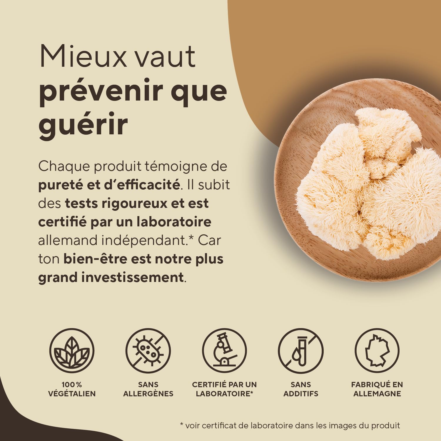 Lions Mane - 360 gélules - 60.000 mg de Criniere de lion (Extrait 30:1) - Hericium Erinaceus – Polysaccharides & Bêta-Glucanes – Vegan – Crinière de Lion– TRUE NATURE