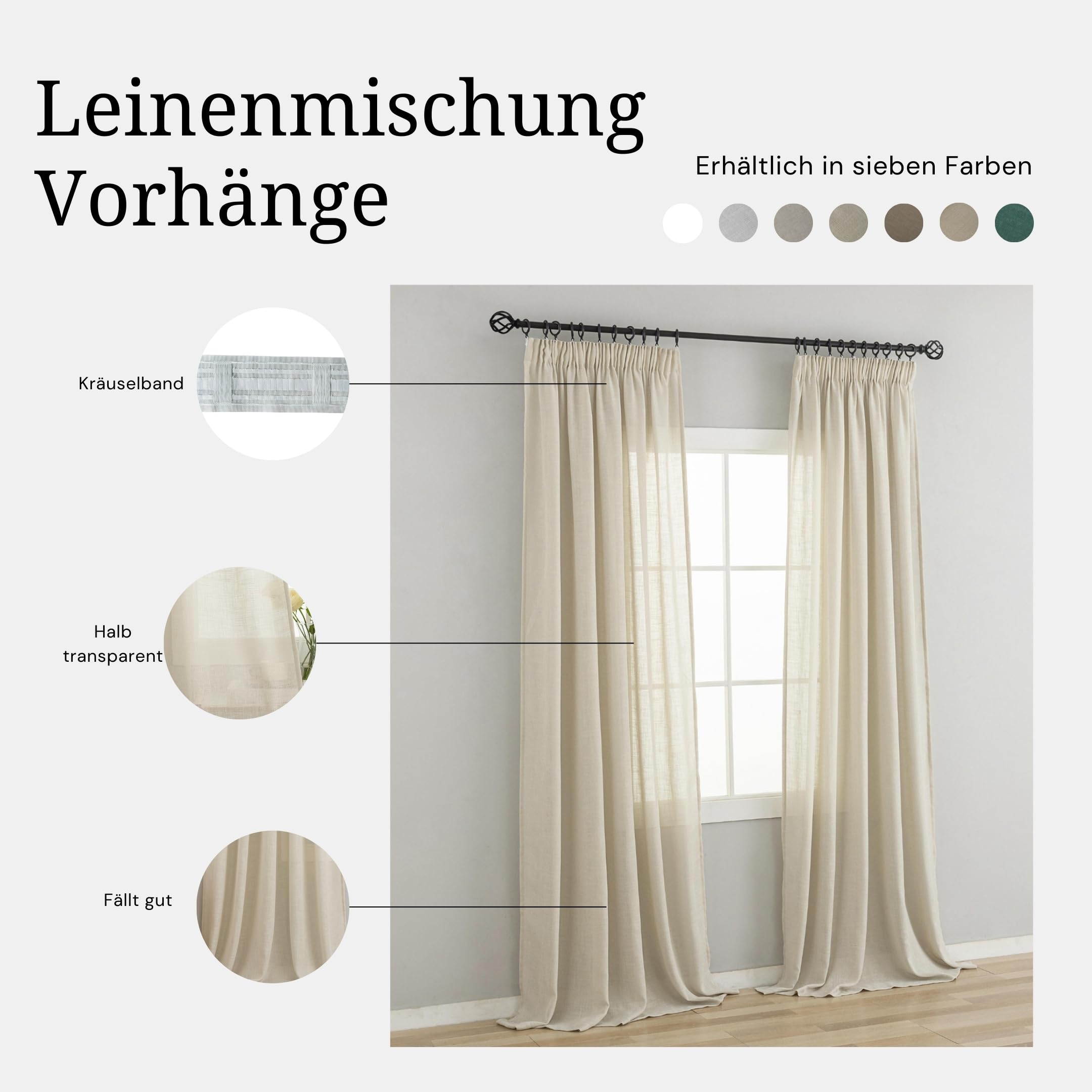 Cortinas Lino MYSKY HOME Juego De 2 Cortinas Blancas Con Ojales, Cortina De  Gasa Transparente Para Habitación Infantil, Para Salón, Moderna, Bordada,  Con Ojales, Transparente, Para Dor Cortinas Cortas, image size:2160x2160