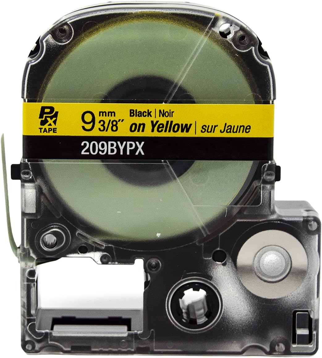 LABELWORKS 209BYPX PET (Polyester) Tape Cartridge - Black on Yellow Label Maker Tape - 3/8" (9MM) Wide, 30'