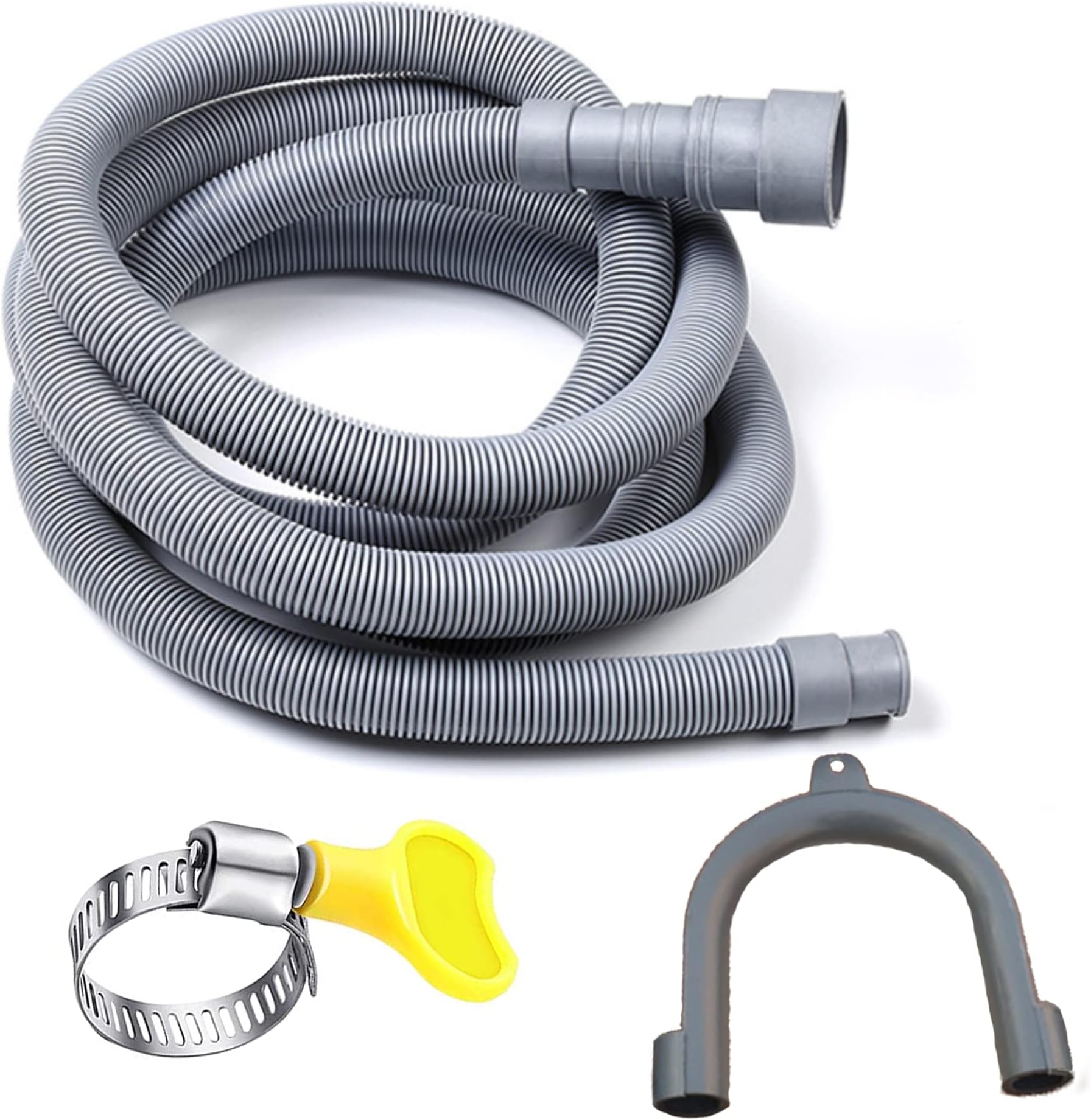 HLMOptimo 13 Feet Universal Washing Machine Drain Hose Flexible Dishwasher Drain Hose Extension Kits Corrugated Washer Hose w/ 1 Adapter 4 Clamps 1 U-Bend Holder