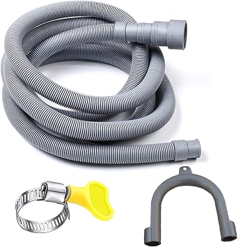 HLMOptimo 13 Feet Universal Washing Machine Drain Hose Flexible Dishwasher Drain Hose Extension Kits Corrugated Washer Hose w/ 1 Adapter 4 Clamps 1 U-Bend Holder
