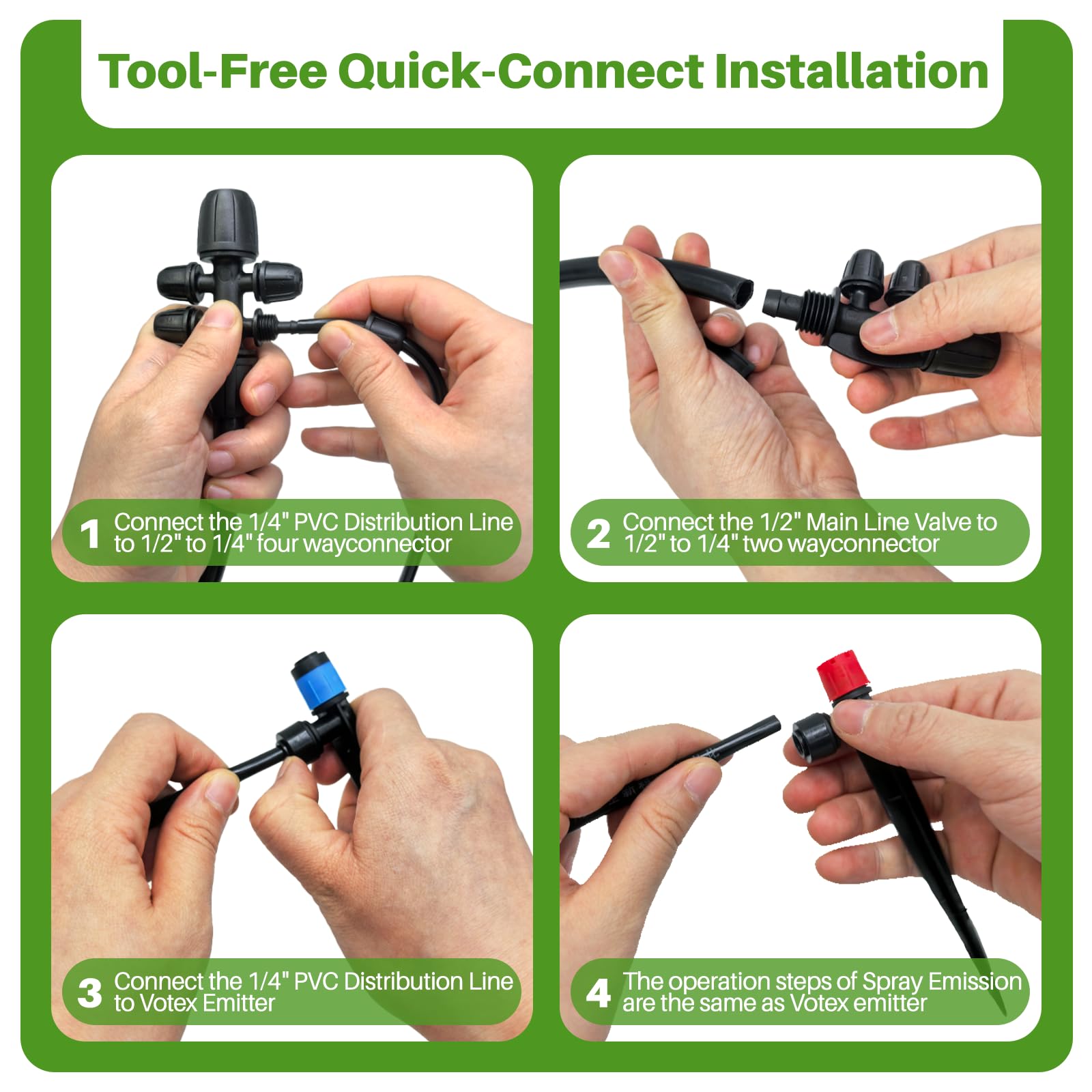 Kit per sistema di irrigazione a goccia, kit di irrigazione automatica da giardino con tubo da 29,9 m 1/4 '' e 14,9 m 1/2", sistema di irrigazione e nebulizzazione a collegamento rapido, accessori per