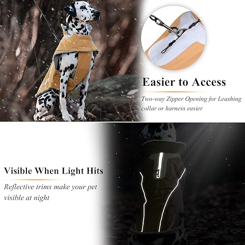 Miniatura 9 de VIVAGLORY Abrigo para perro, chaqueta ligera y acogedora con forro polar para fines de otoño y principios de invierno, chaleco de forro polar