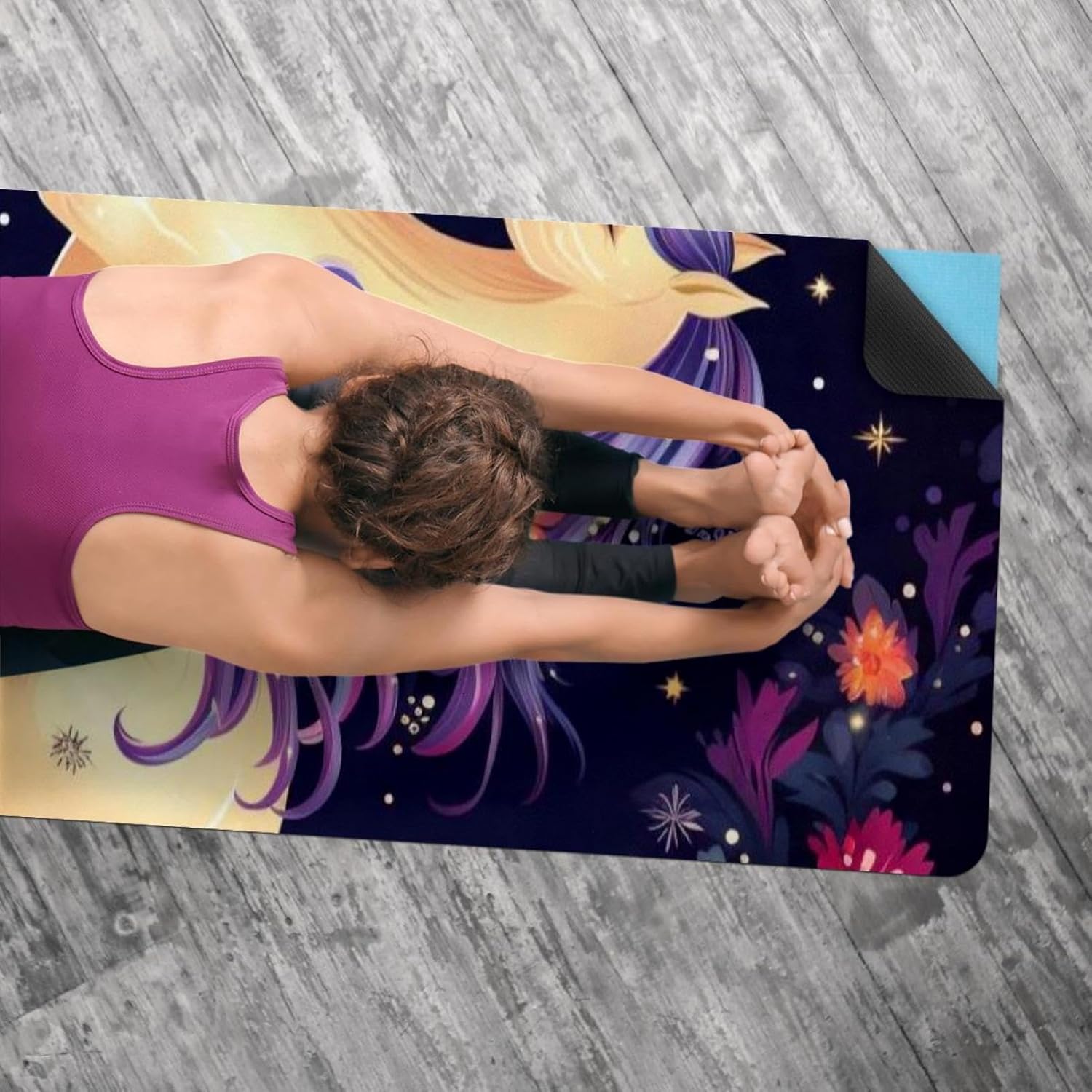 Yoga Towel, Galaxy Unicorn Pattern Non Slip Sweat Absorbent Hot Yoga Mat Towel for Hot Yoga, Pilates and Fitness - 72.8" x 26.8"