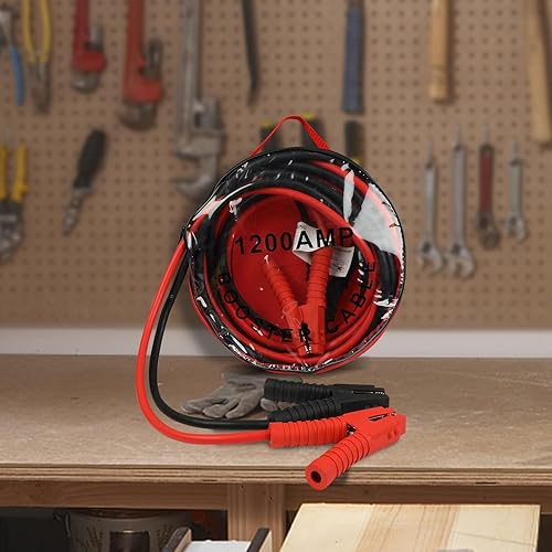 Miniatura 7 de ZESUPER Cables de arranque de alta resistencia para automóvil, 1200 amperios, calibre 2, 20 pies, línea de arranque de emergencia para automóvil,
