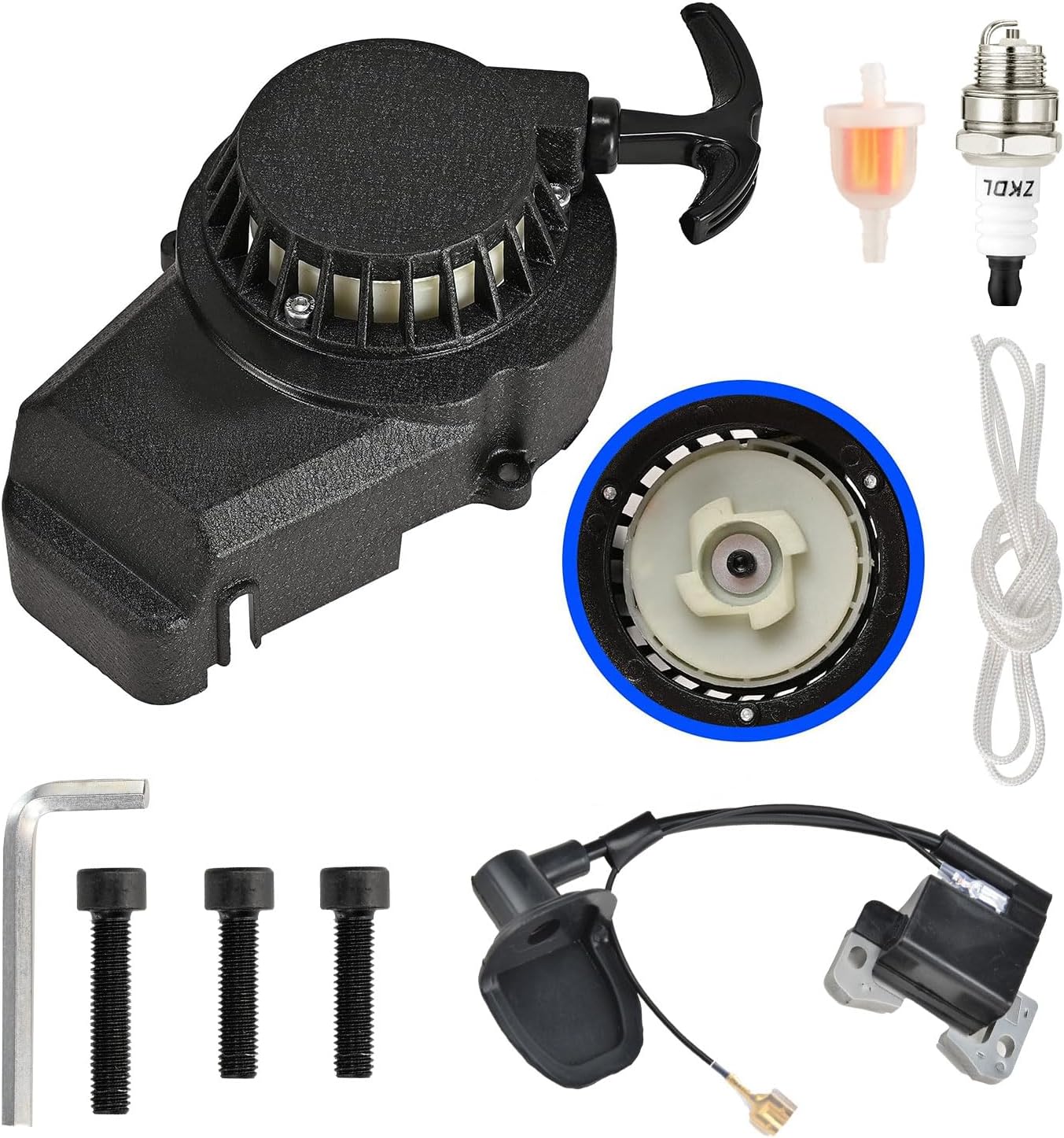 AssdlyJJ Black Aluminum Pull Start Recoil Starter for 2 Stroke Engine 47cc 49cc Pocket Bike Mini ATV Dirt Bike