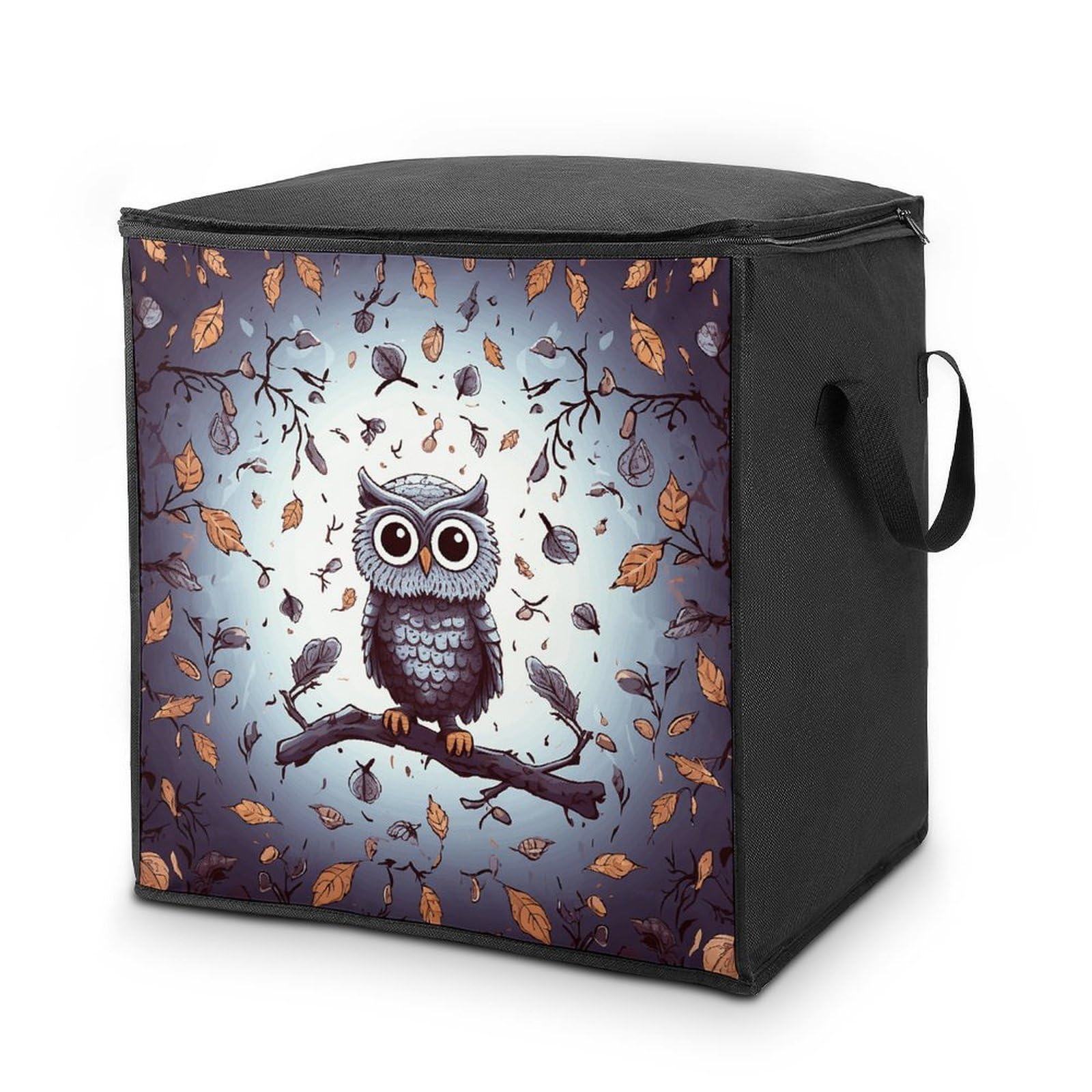 70L Owl Tree Branches Storage Bag With Zipper Closet Organizers with Handle for Home Storage Organizer for Blankets Quilts Clothes Comforter Bedding And Pillows