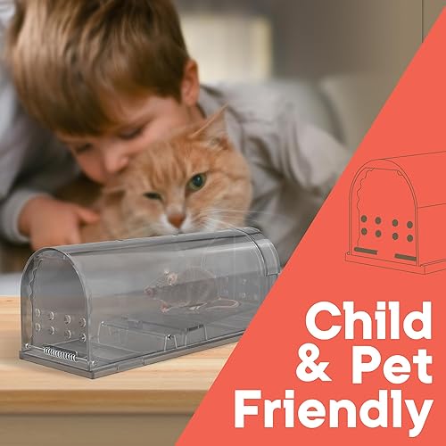 Miniatura 6 de Black Humane - Trampa para ratones, paquete de 4, trampas para ratones vivos para atrapar y liberar para interiores y exteriores, segura para