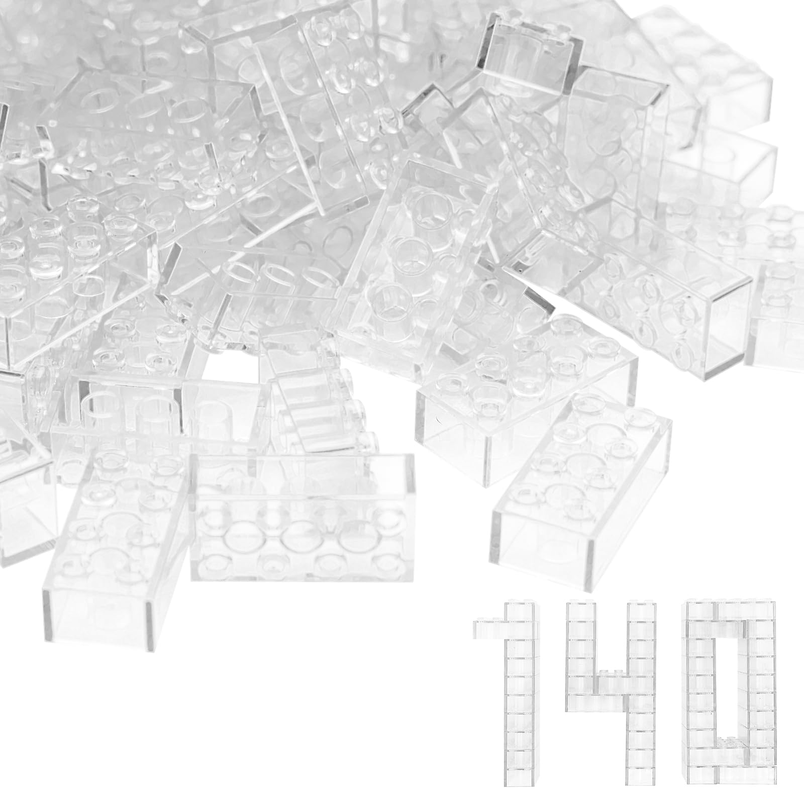 WYSWYG 140 building blocks set - 2 x 4 classic building blocks, compatible with top brands, colorful, for kids & MOC lovers - Transparent โ image 1