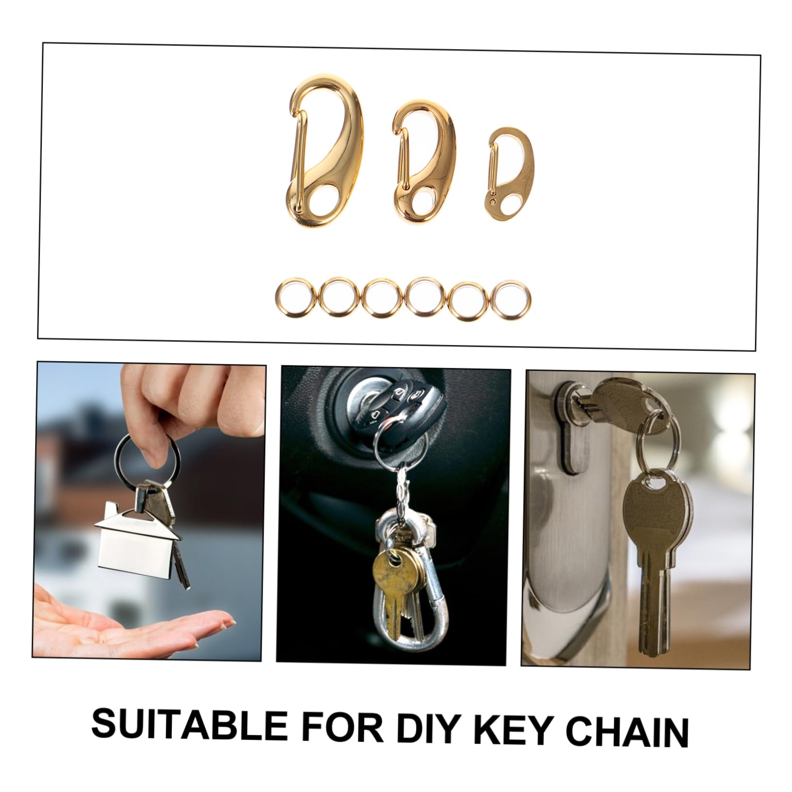 Abaodam 3Pcs Stainless Steel Pet Tag Clip Quick Clip Hooks with Rings for Dog Cat Id Tags Durable Easy to Use for Standard Thickness Tags