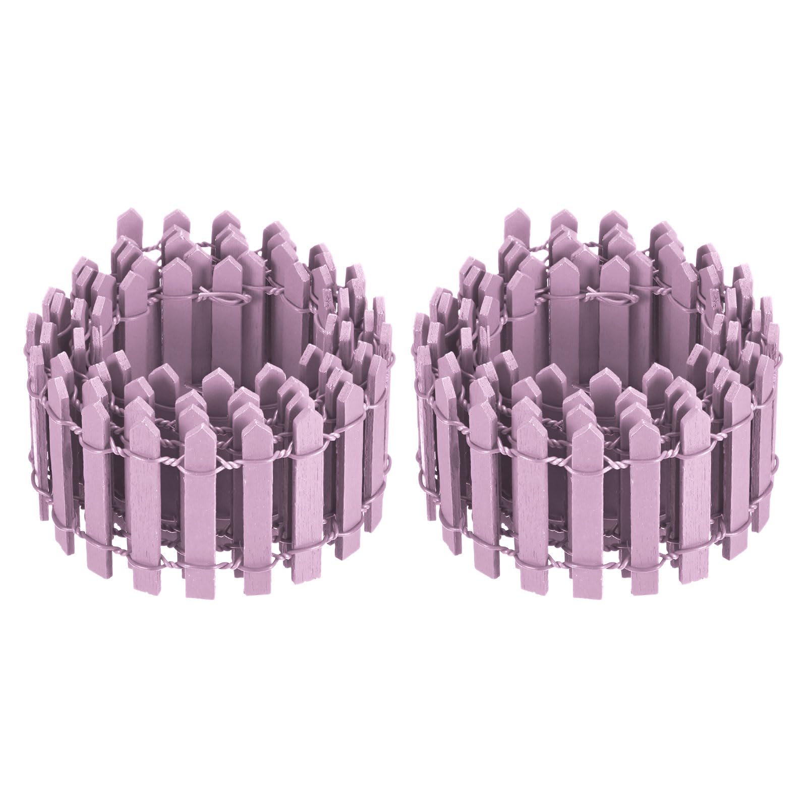 M METERXITY 2-Pack Miniature Fairy Garden Fence, 35 Inch 90x5cm Wooden DIY Small Wood Decorative Picket Fence for Dollhouse/Crafts/Diorama Project, Micro Landscape Ornaments [Purple]