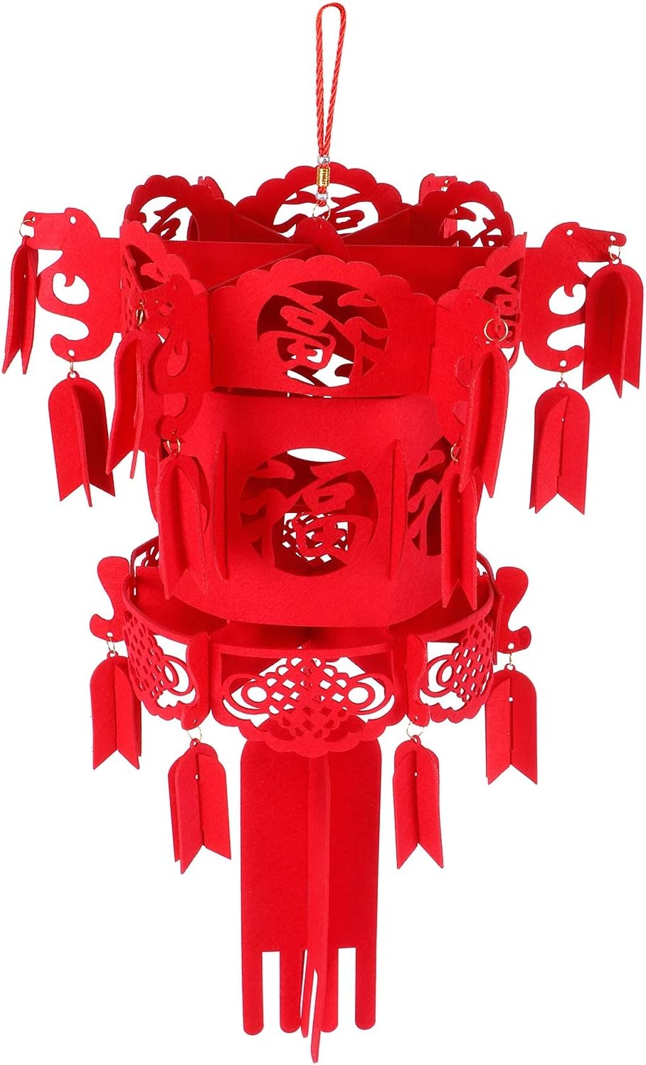 Chinese Lantern DIY Felt Red Fu Puzzle Lantern New Year Pendant Home Garden Decorations Chinese New Year Decoration Chinese Party Decorations Lunar New Year