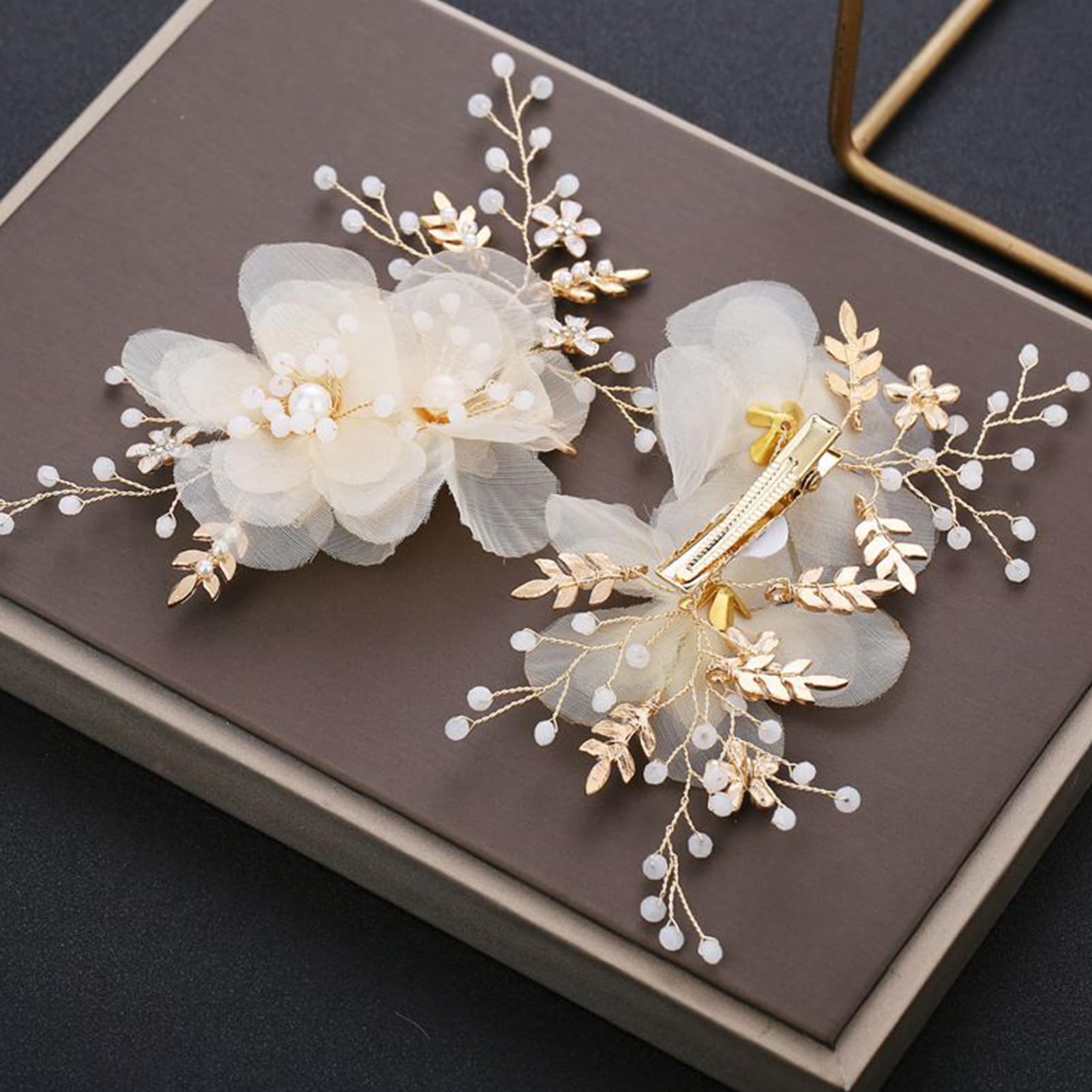 Perlen Haarklammer 2er Set Elegante Schmuck Haarklammern für Damen