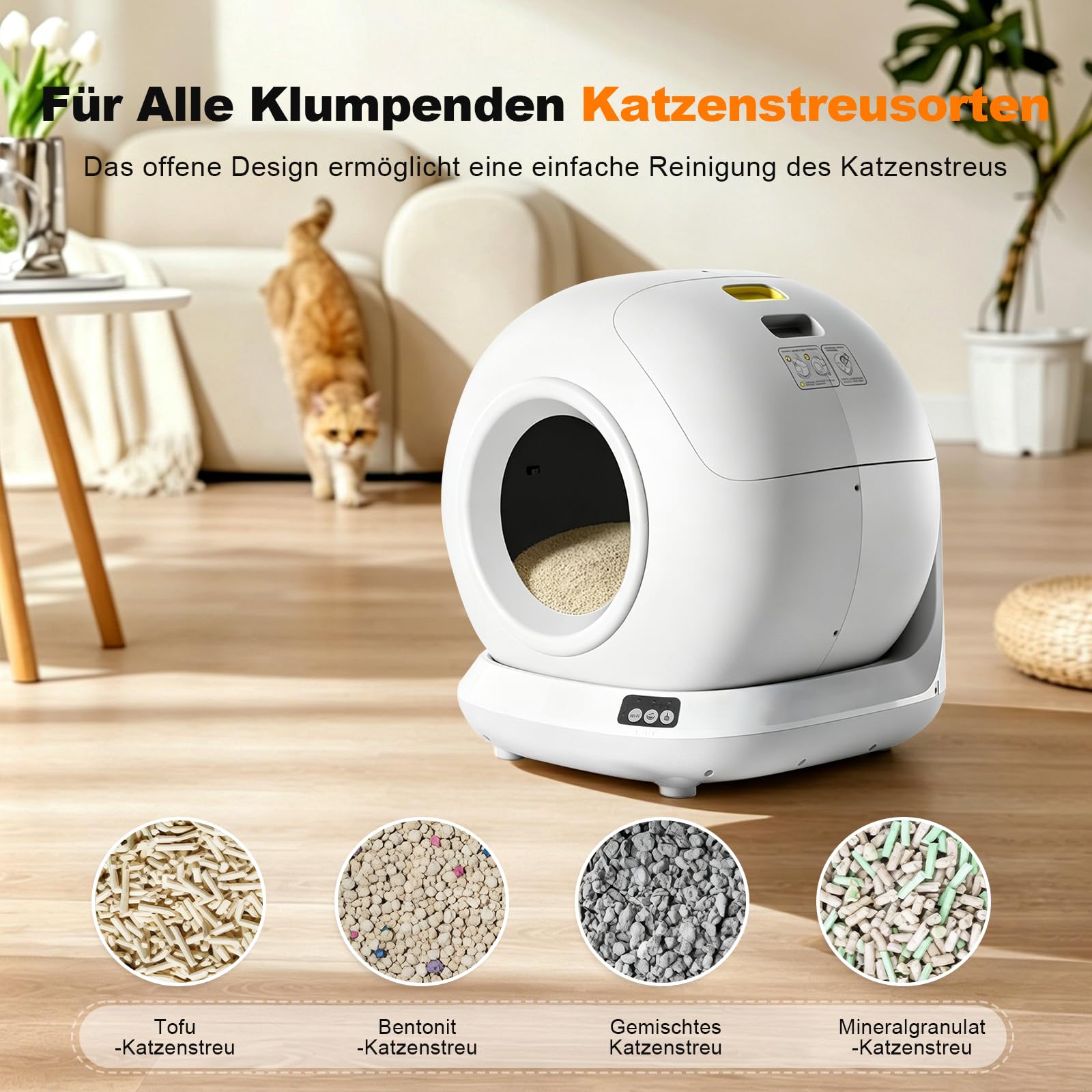 Arenero Gatos Autolimpiable, Capacidad Grande 78L Arenero Gato con Pedal, XXXL Arenero Automatico para Varios Gatos, Control App/Anti-Fugas/Sensor Seguridad/Eliminación Olores/Limpieza Rápida | Bandeja de arena eléctrica grande de 78 L, control de olores,