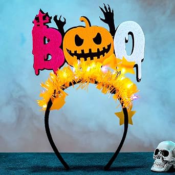 Acenail Light up Headband Halloween Black Bat Headbands Pumpkin Festival Headpiece Flashing Hair Accessories for Women