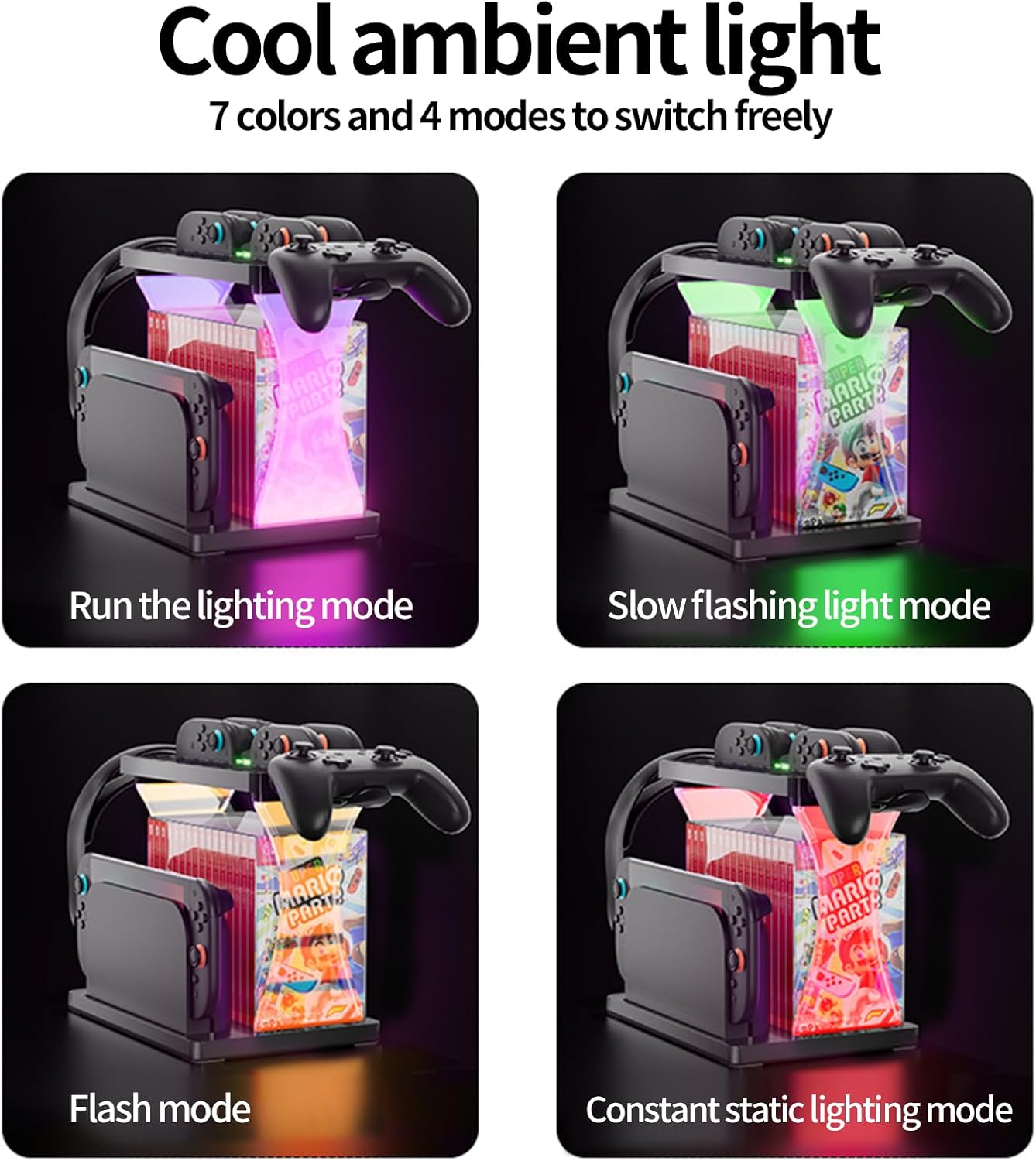 Game Storage Tower for Switch 2 Console,Game Disk Rack Controller Organizer Holder Stand for Switch 2