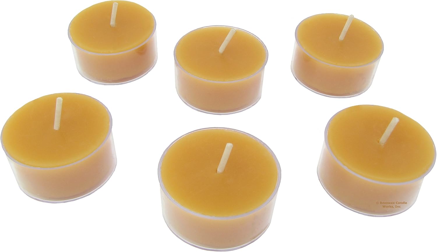 Beeswax Candle Works, 6-Hour Tea Lights (Pack of 27) Clear Cups, 100% USA Beeswax
