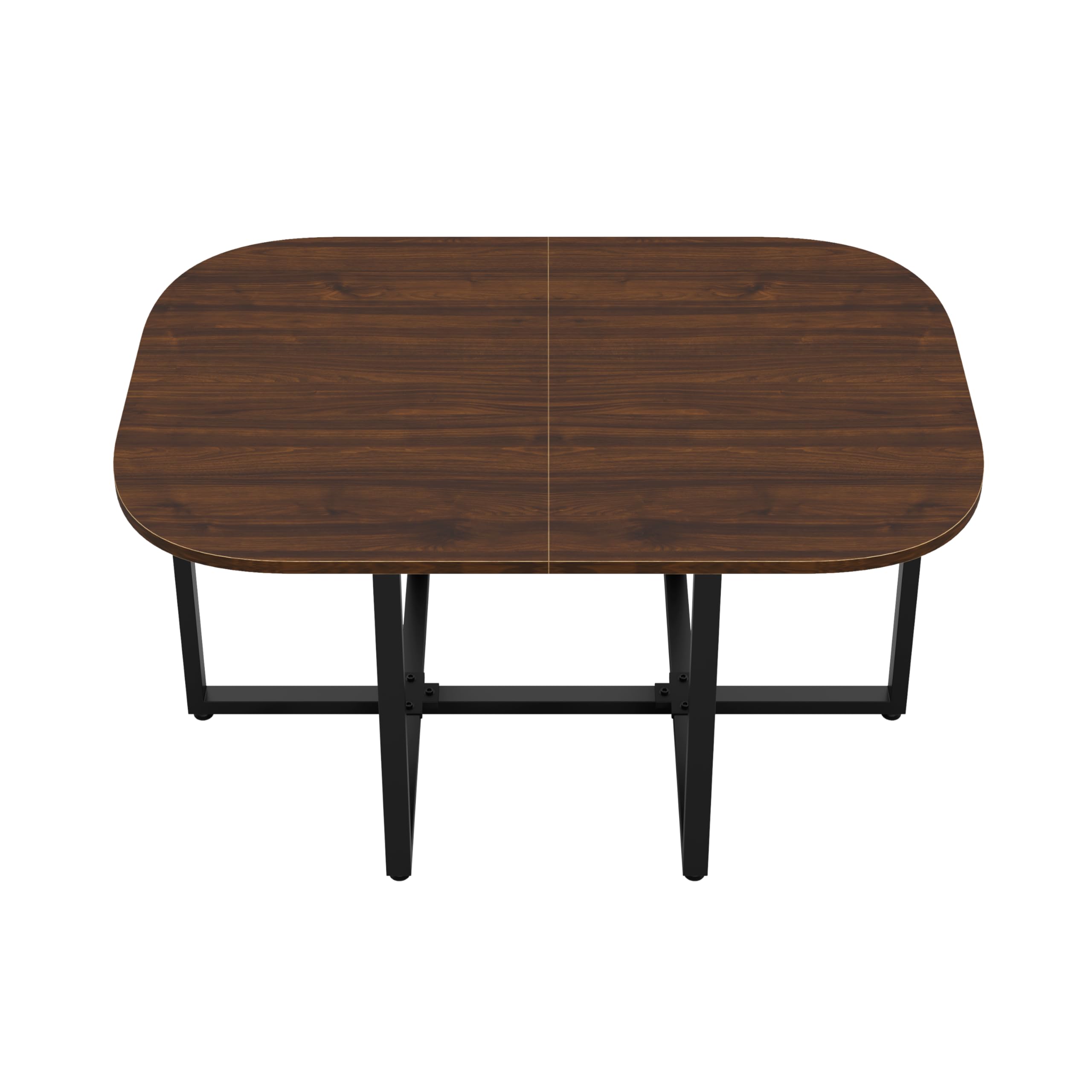 Essgruppe mit 6 Stühlen aus Leinen, Esstisch Set mit Tischplatte(140 x 90cm) aus Walnussholz, Dining Table Set mit rutschfeste Fußpolster, für Küchen und Esszimmer, Grau