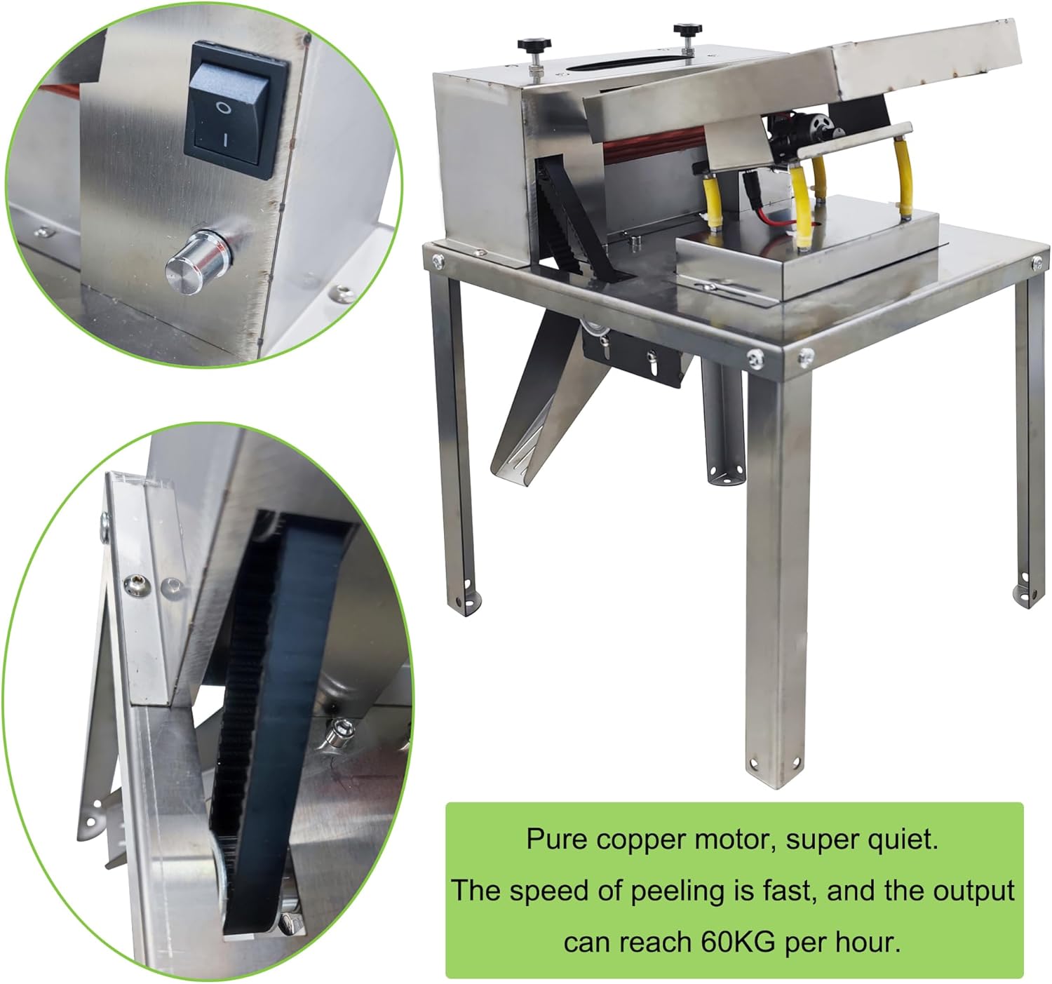 Commercial Pea Sheller Pea Peeling Machine Stainless Steel Peeler Green Soybean Sheller 60 KG/H Automatic Peeling Bean Tools 110V