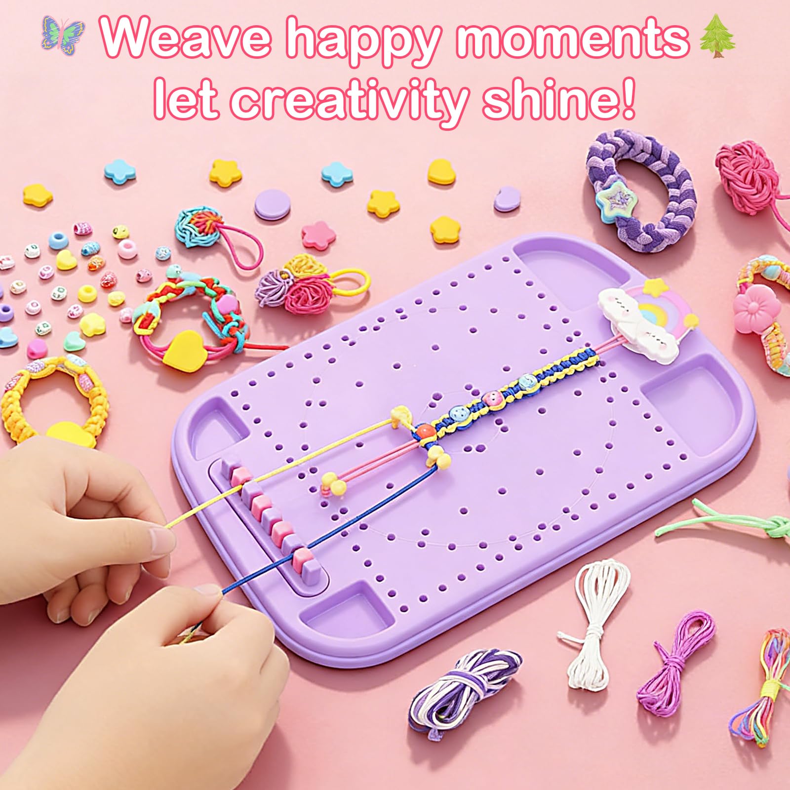 BITOYO Kit Braccialetti fai da te Bambina, Telaio per Braccialetti Amicizia, Set Braccialetti Elastici Bambini, Regalo di Compleanno Natale per Ragazza 8 9 10 11 12 Anni
