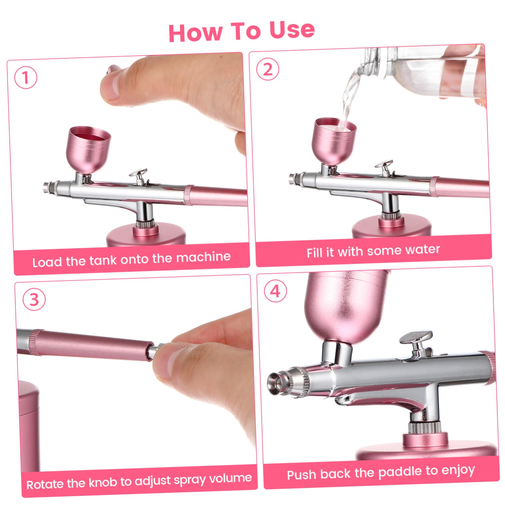 Kit Aérographe sans Fil Rose, Ensemble de Pulvérisation Portable