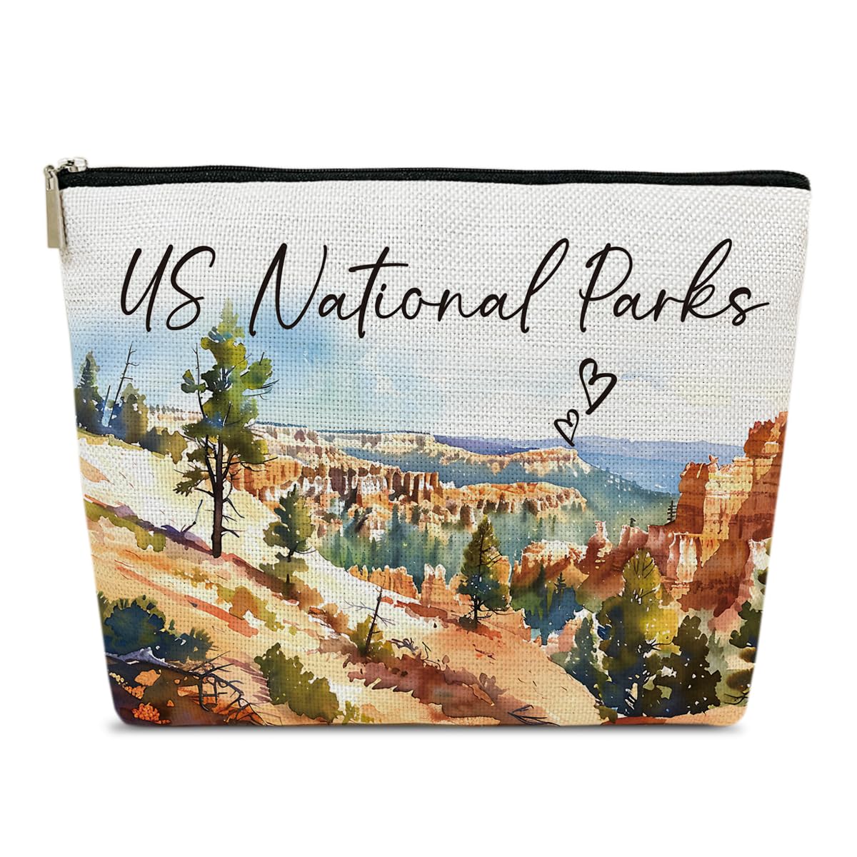 Ythuil City Travel Gift Makeup Bag, Watercolor Cosmetic Bag for Purse, US National Parks Souvenir, Trip Favors for Traveller US National Parks Lovers,