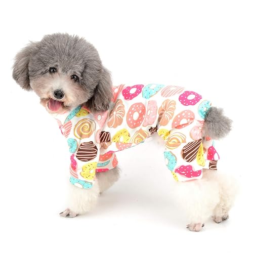 Ranphy Pijama de algodón para perro, adorable estampado de perrito, pijama para mascotas, lindo patrón de dona