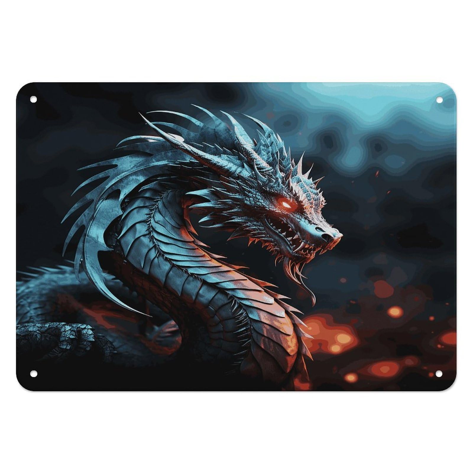 Fodpand Style Dragon Retro Vintage Metal Tin Sign,Wall Art Decor Garden Plaque Poster For Bedrooms Yard Bars Pubs Patios Porches 7.9X5.5 Inch