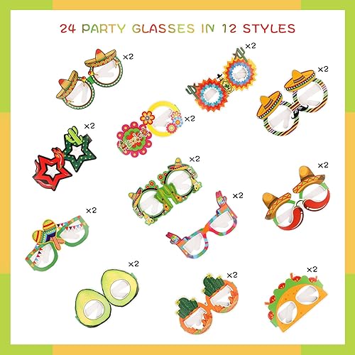 Miniatura 2 de Konsait 24 vasos de fiesta mexicana para niños, coloridos cactus Taco, decoraciones de fiesta mexicana para niños y niñas, recuerdos de fiesta,