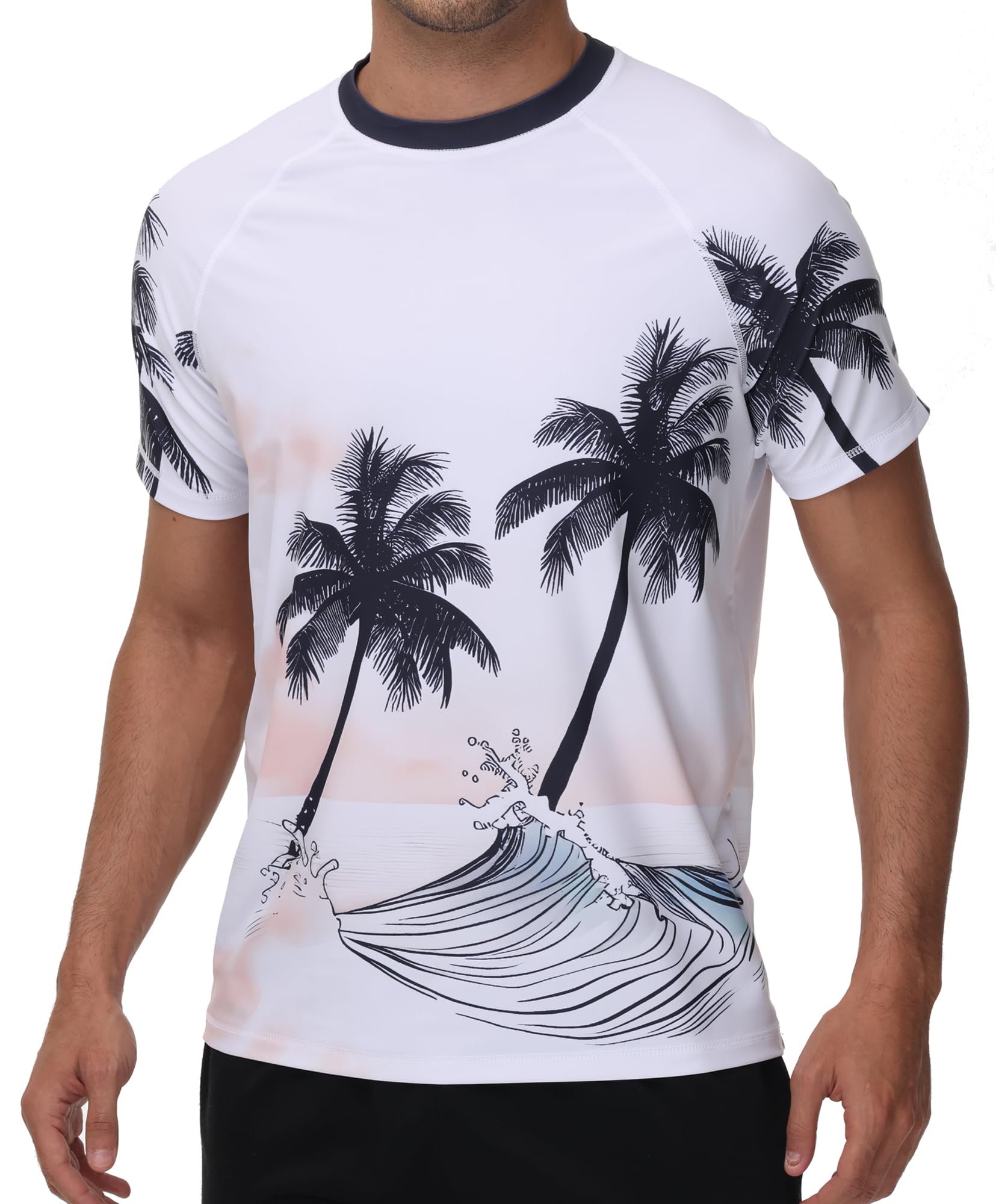 VAYAGER Herren UV Shirt Rash Guard T-Shirt Schwimm Shirt UPF 50+ Badeshirts,schnell trocknend, lockere Passform, Wassersurf-Shirt