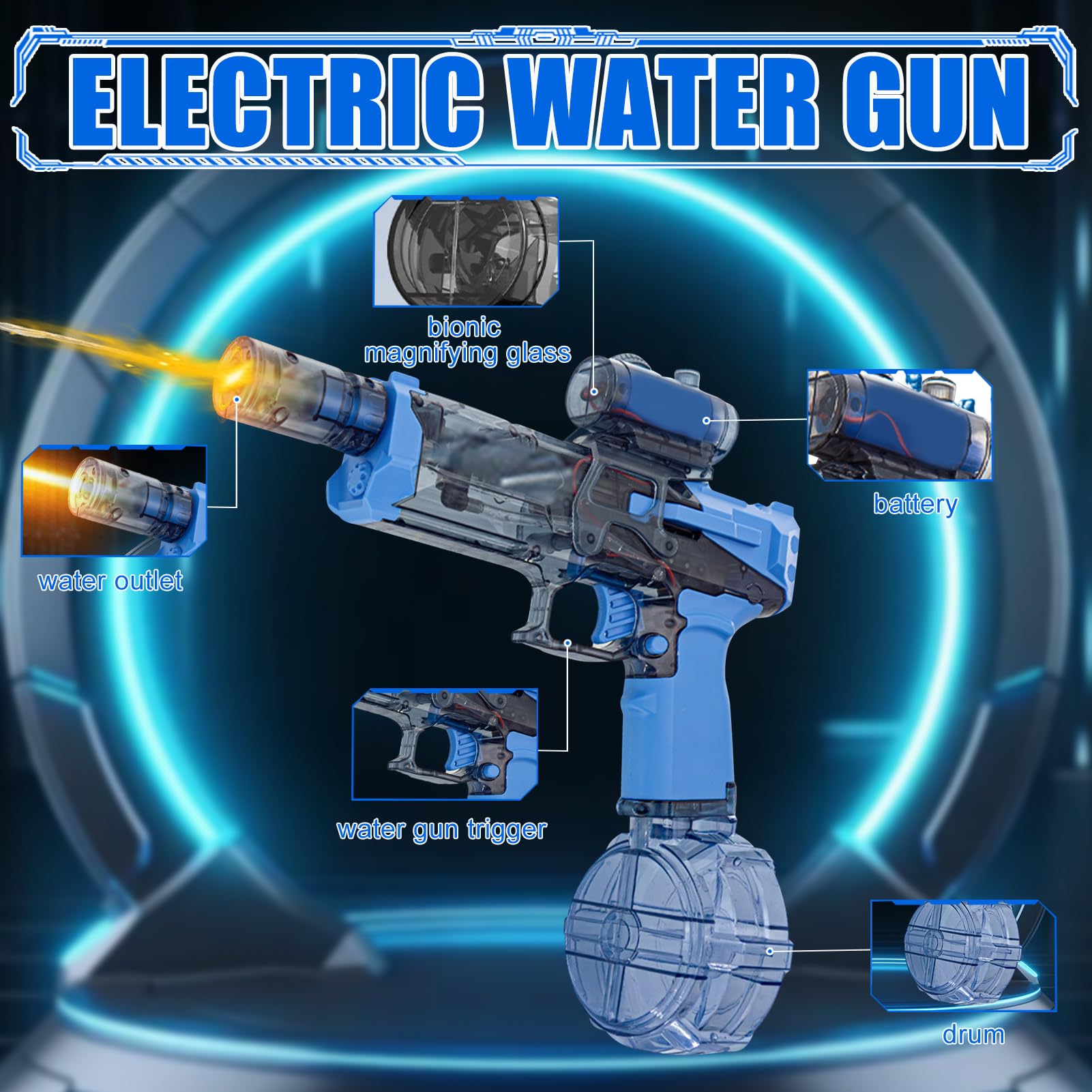 Fancysky Elektrische Wasserpistole - Mit LED-Lichtern & Rückstoß Für Outdoor-Spaß