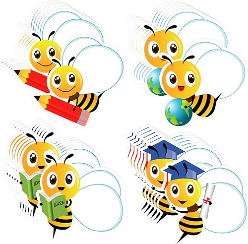 Outus 100 piezas de abejas recortadas de abejas para tablón de anuncios, decoración de aula, acentos, etiquetas autoadhesivas de nombre de abeja,