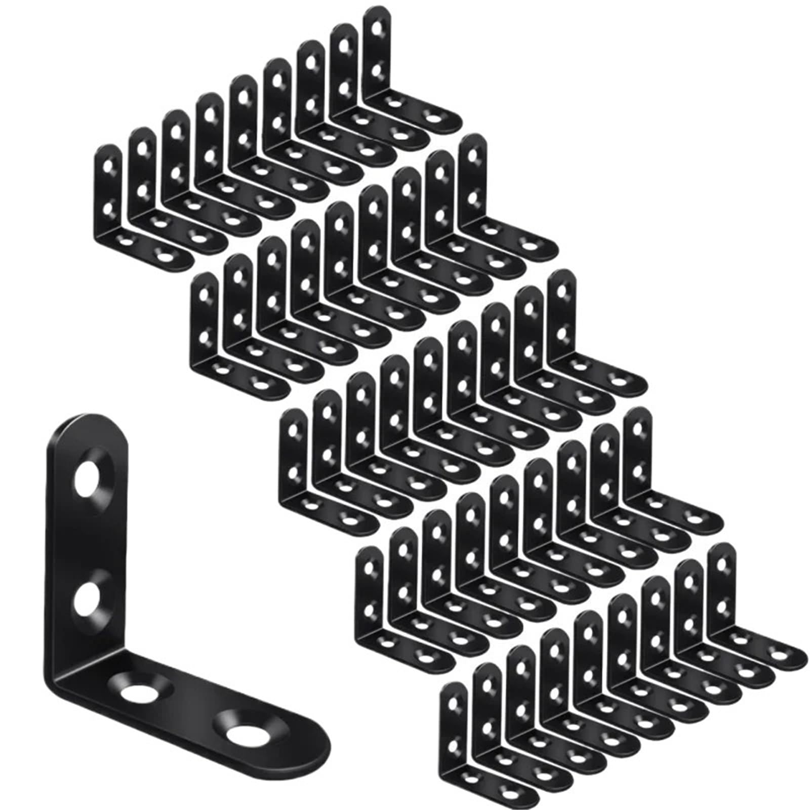 Rrypbovg L-Black 40X40 50Pcs L Brackets Black Stainless Steel With Screw Right Angle Corner Brace For Shelve,Wood Furniture,Chair,Drawer,Cabinet(L-Black 40X40 50Pcs)