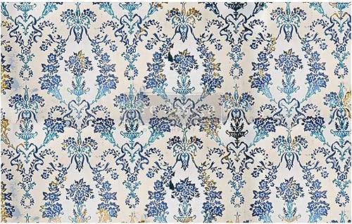 Rediseñar con Rediseñar Decoupage Decor Papel de seda Cobalt Flourish, 1 hoja (19 x 30 pulgadas) Rediseñar papel de decoupage de tejido 655350652340