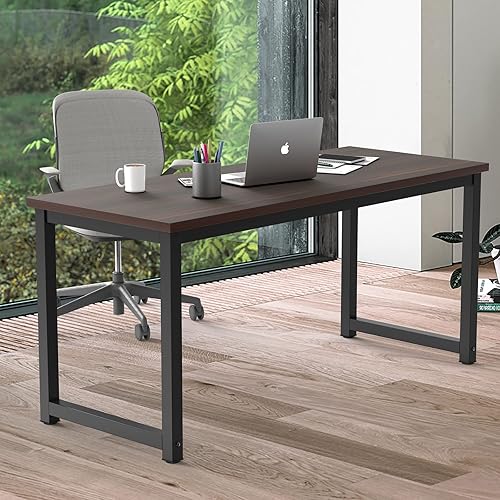 Miniatura 4 de NSdirect Large Office Desk for Home Office, Large 63” Computer Desk Table, Wide Writing Study Desk for 2 Person, Metal Sturdy Frame Thicker Steel