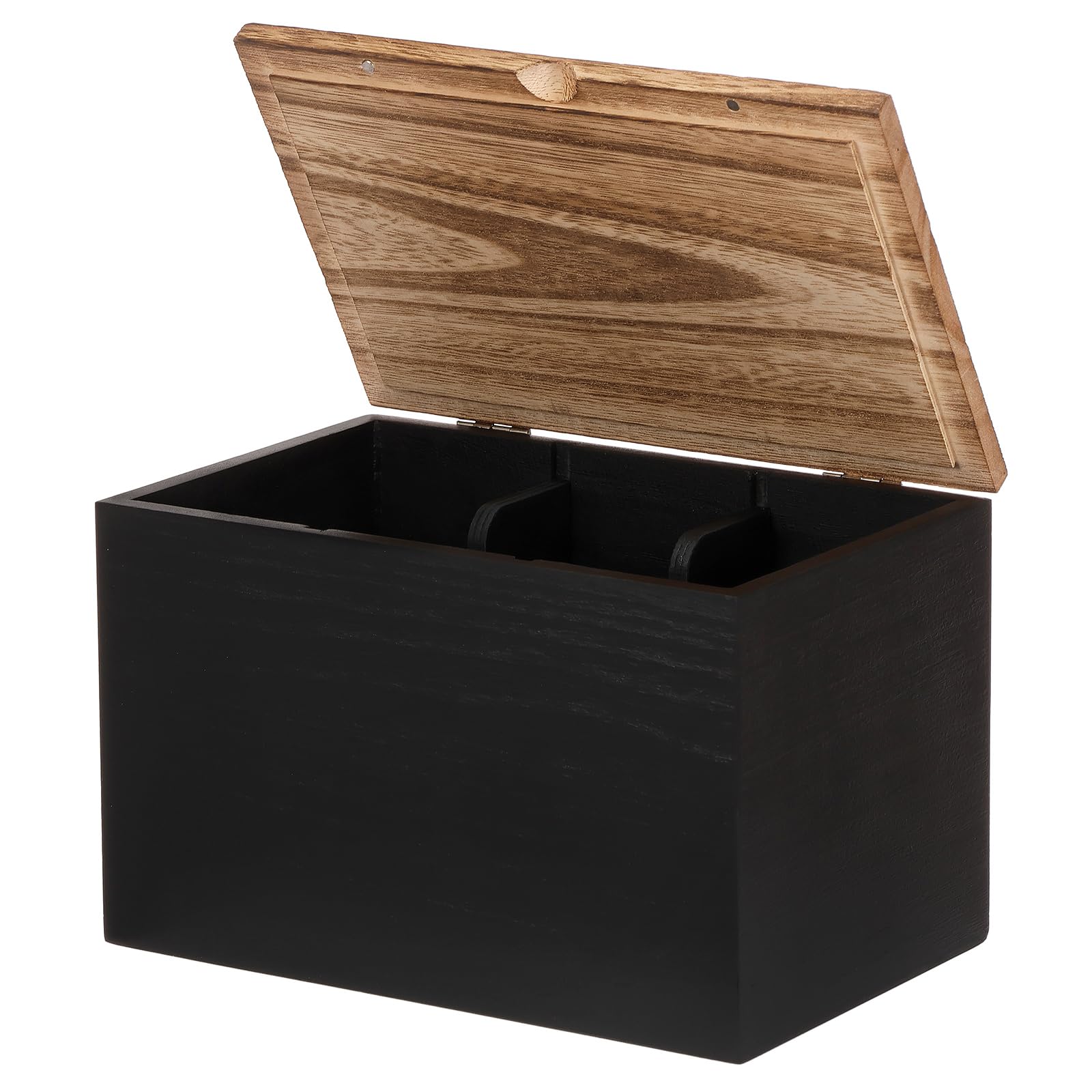 Hzuizxyo Black Tampon Holder For Bathroom,Wood Tampon Holder Storage With Lid And 2 Removable Dividers Practical Pad Container Box(,1)
