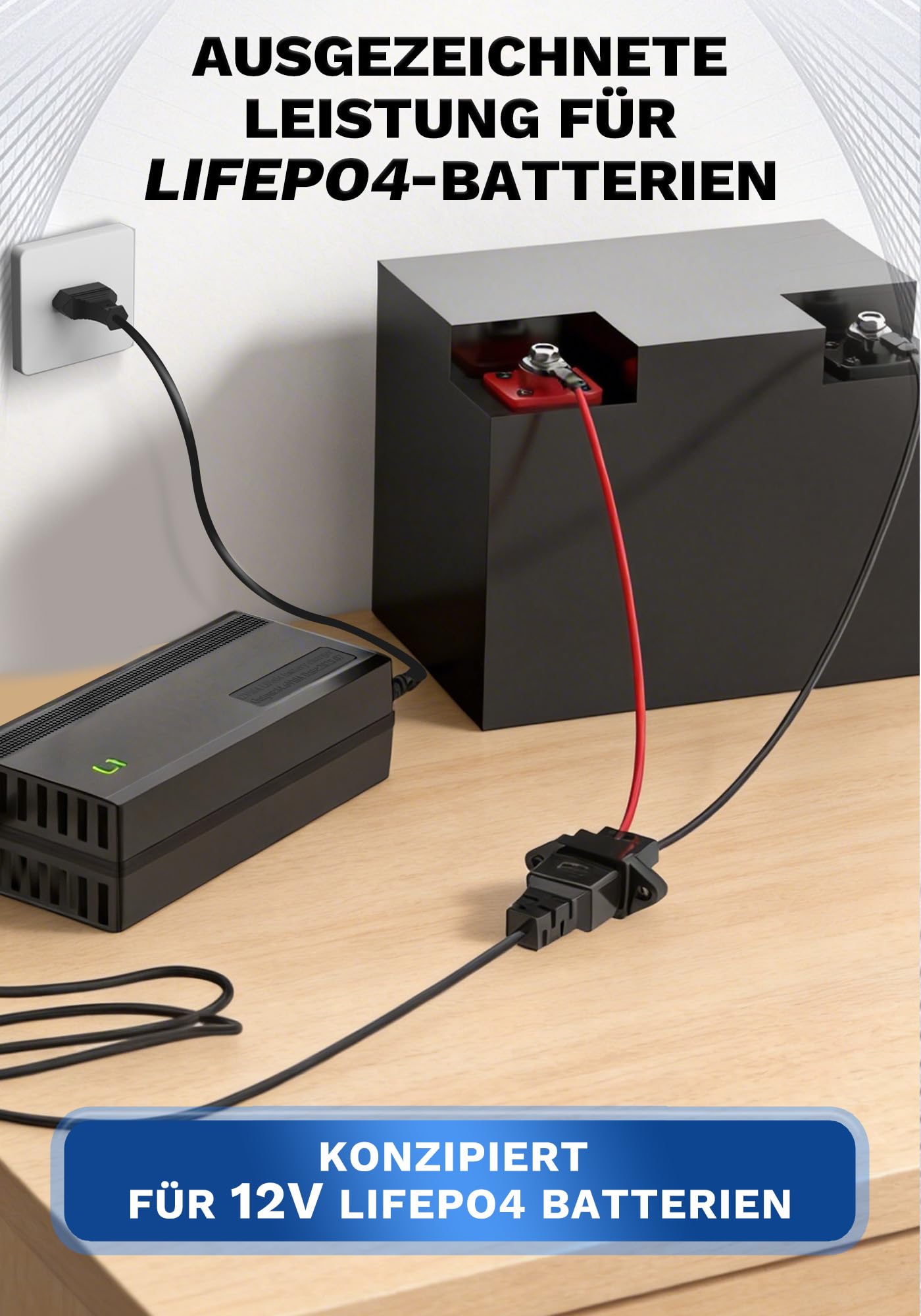 14,6V 10A LiFePO4 Lithium Batterie Ladegerät, Ladegerät 12V für LiFePO4 Lithium Ionen Batterie