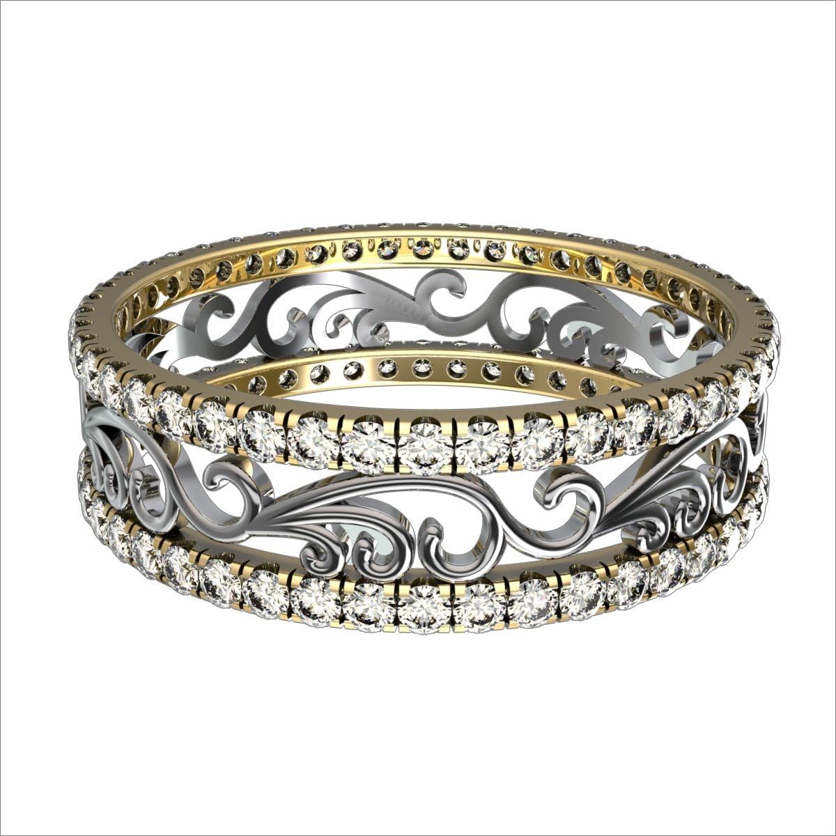 JEWELS FORUM Symbolic Wind Eternity Band Rings in 14K Gold With 0.6 Carat Diamonds and Band Width 5.5mm