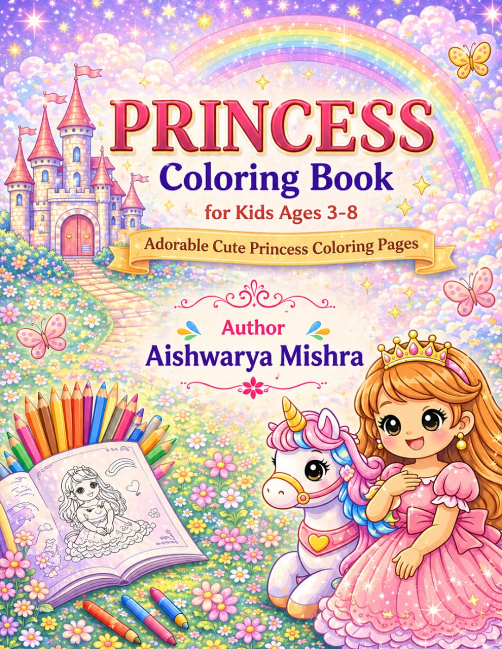 Princess coloring Book: Adorable Cute Princess Coloring Pages