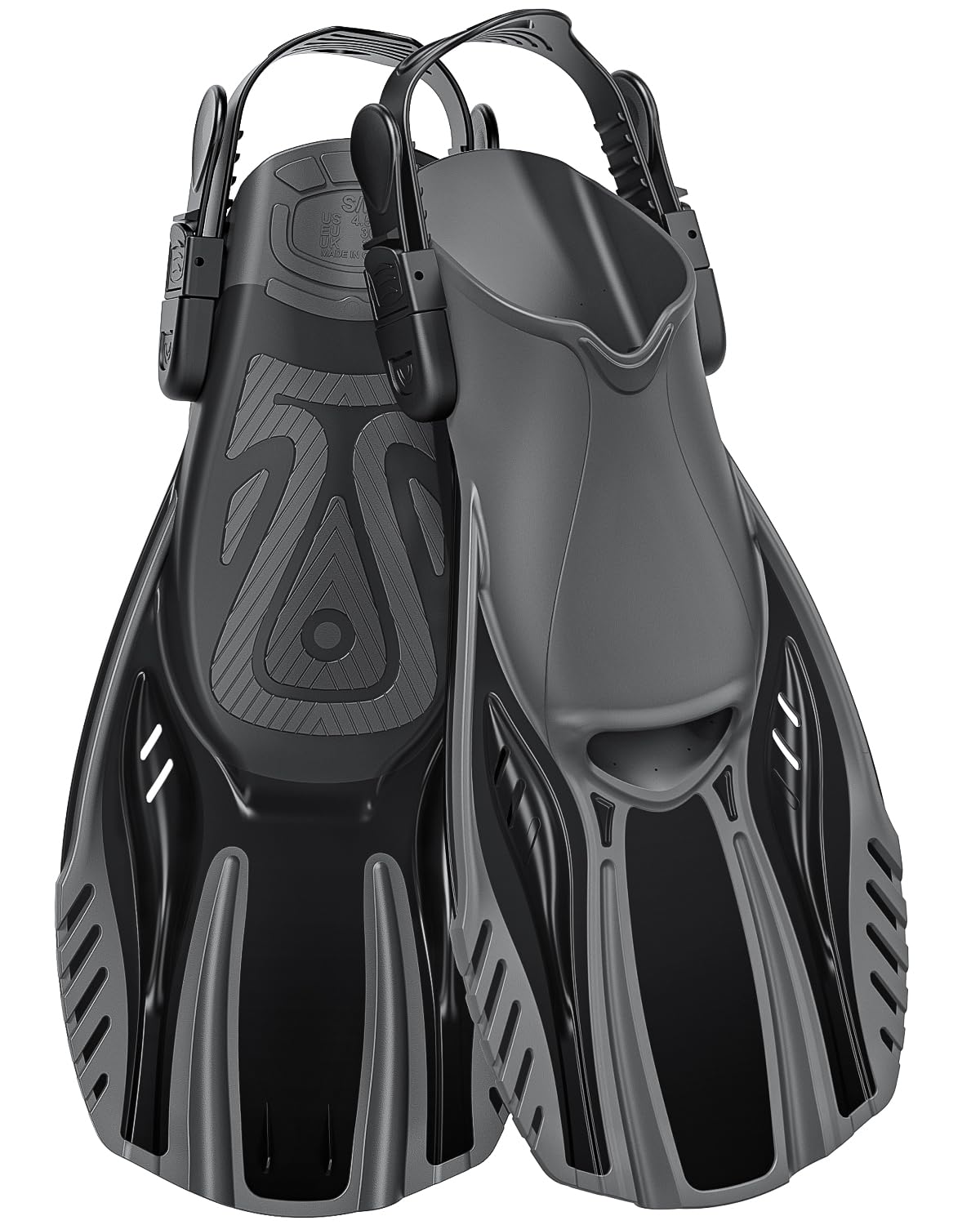 Arlierss Aletas de Snorkel Adultos, Aletas de Natación Ajustables Unisex, Aletas de Buceo Tamaño de Viaje Adulto Hombres Mujeres para Nadar,Bucear