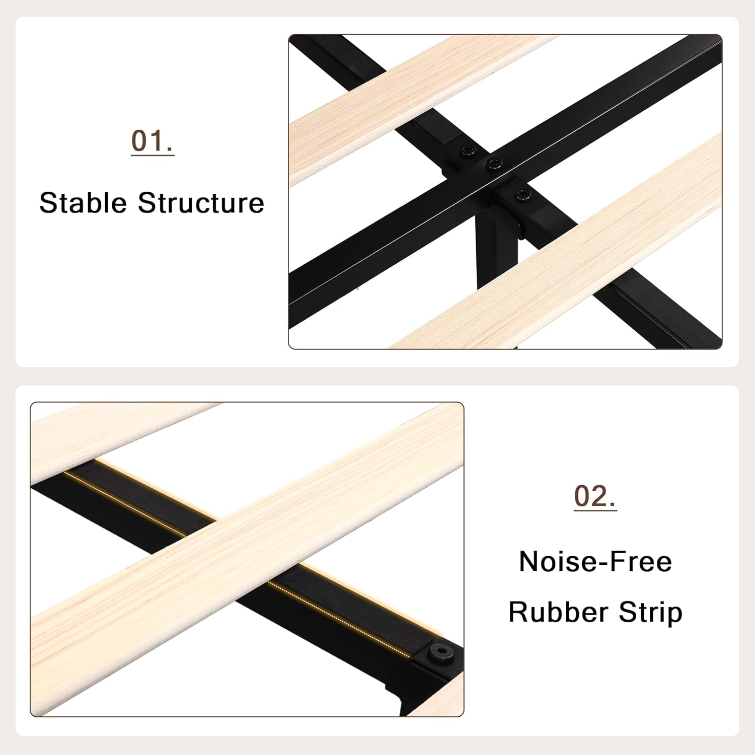 Full Upholstered Bed Frame with Headboard, Button Tufted Linen Bed Base, Platform Bed with Wood Slat, Heavy Duty, Easy Assembly, No Box Spring Needed, White