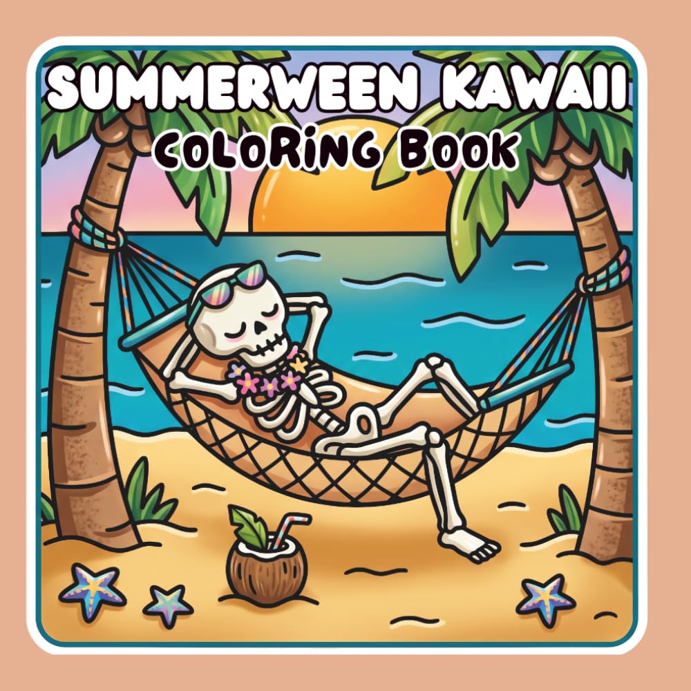 Summerween Kawaii Coloring Book: Bold and Easy Spooky Summer Vacation Pages for Relaxation