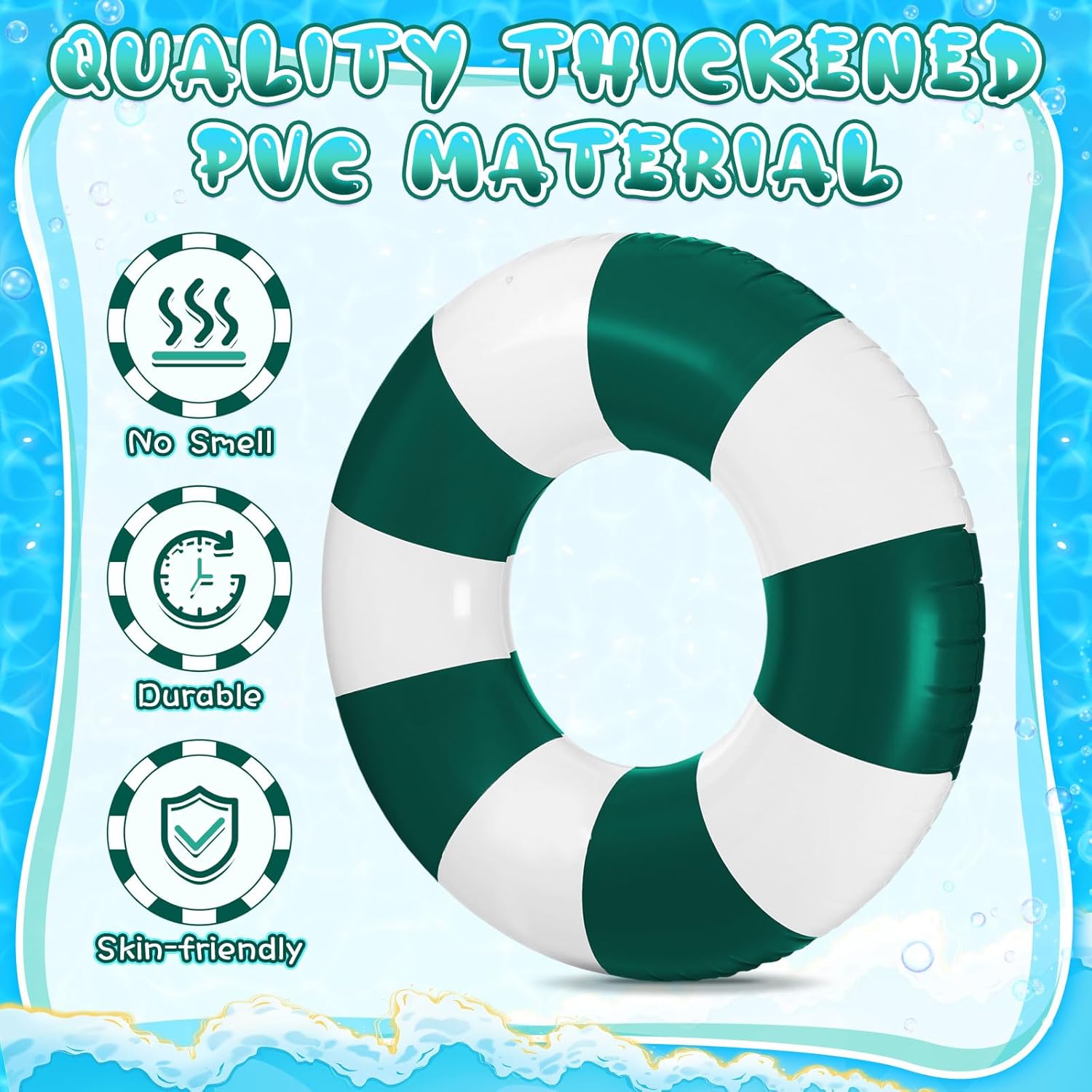Foilswirl 47.24 Inch Jumbo Inflatable Pool Floats for Adult White Striped Pool Inner Rings Swimming Inflatable Floaties Tube Women Summer Beach Bachelorette Wedding Decor