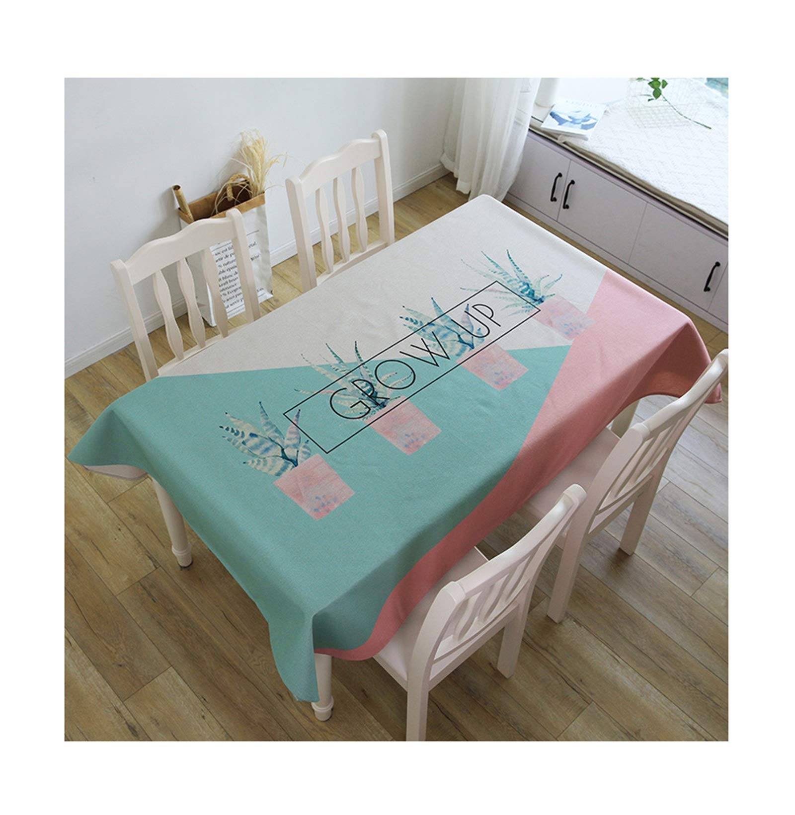 Nappe Grow Up Plantes 140x180cm en coton lin moderne pour table
